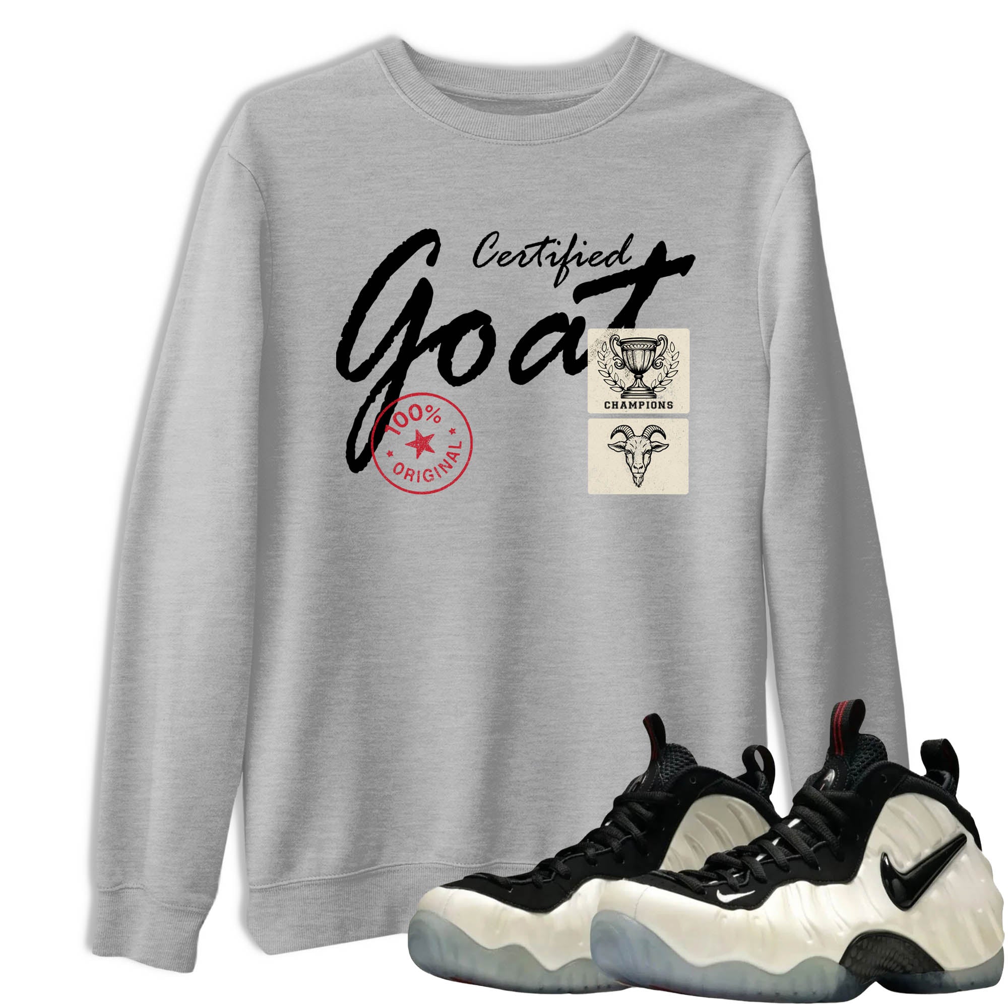 Sneaker Threads  Sneaker Tees To Match Air Foamposite One Pearl  Certified Goat Graphic Tee Heather Grey 1. Perfect for Jordan releases 2025 colorways.