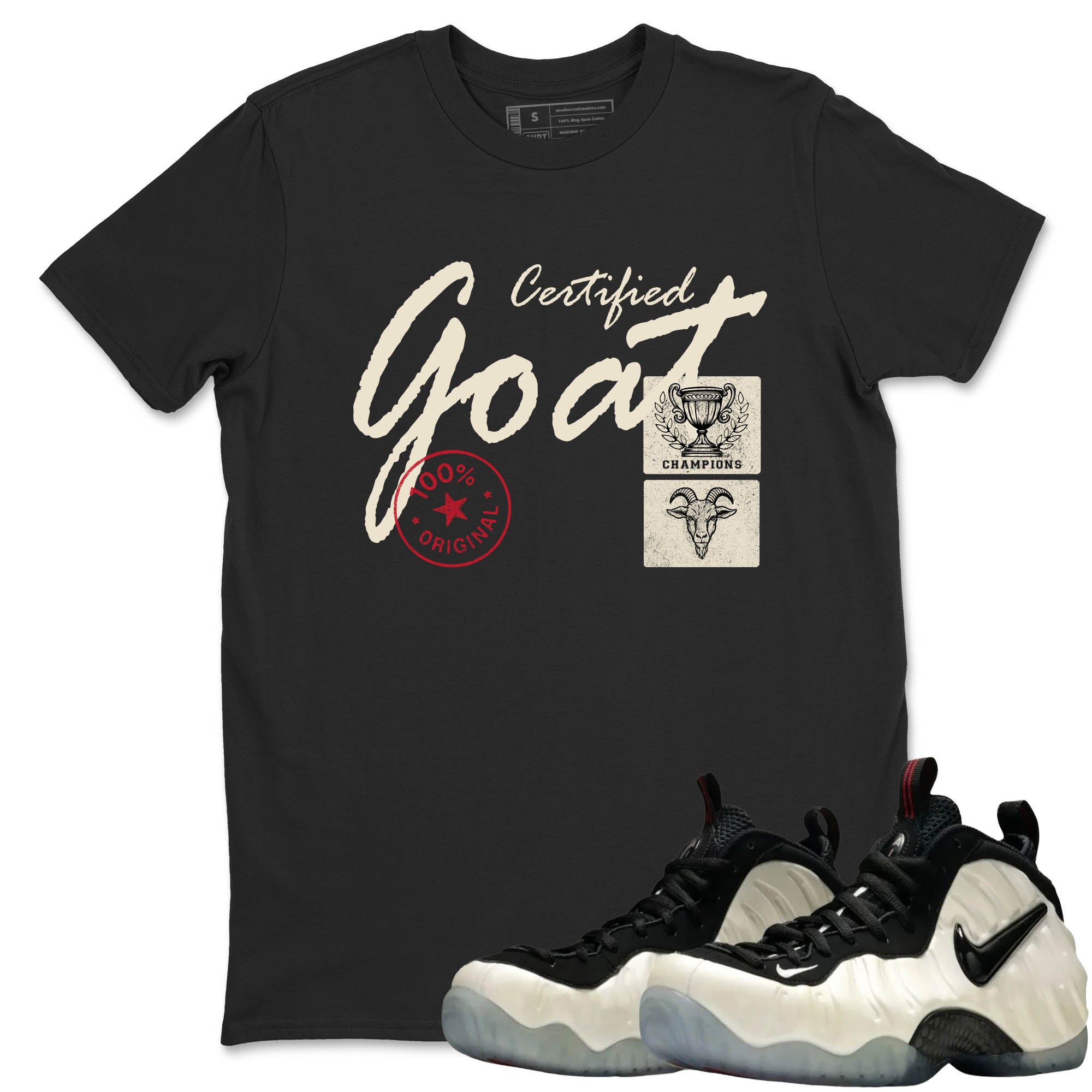 Sneaker Threads  Sneaker Tees To Match Air Foamposite One Pearl  Certified Goat Graphic Tee Black 1. Perfect for Jordan releases 2025 colorways.