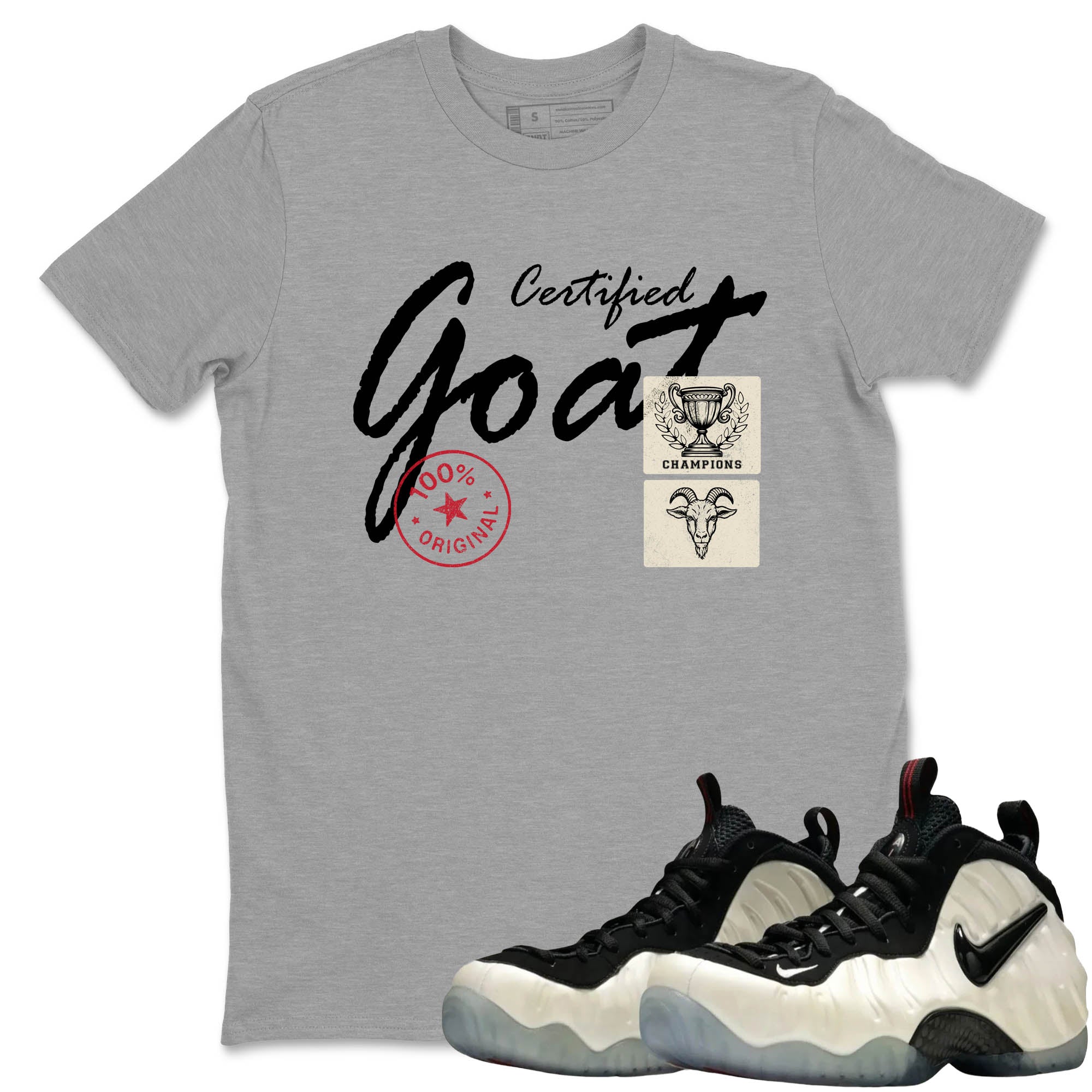 Sneaker Threads  Sneaker Tees To Match Air Foamposite One Pearl  Certified Goat Graphic Tee Heather Grey 1. Perfect for Jordan releases 2025 colorways.