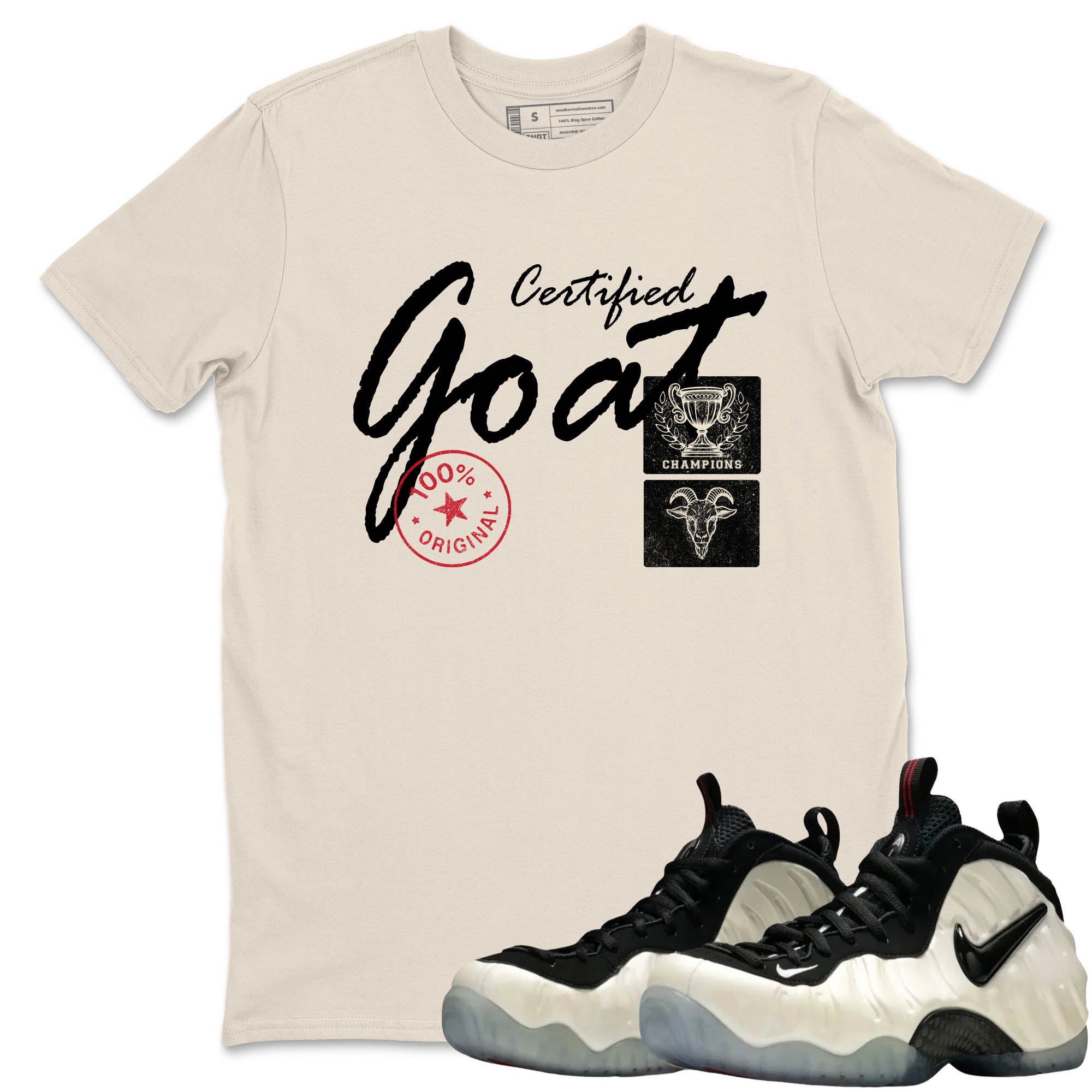Sneaker Threads  Sneaker Tees To Match Air Foamposite One Pearl  Certified Goat Graphic Tee Natural 1. Perfect for Jordan releases 2025 colorways.