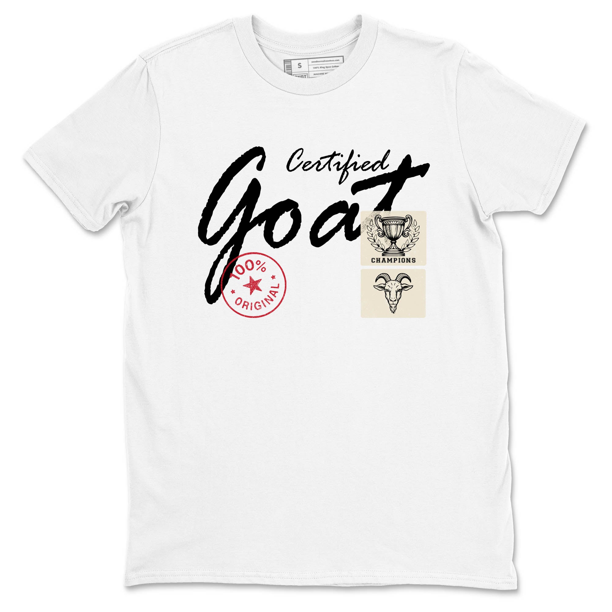 Sneaker Threads  Sneaker Tees To Match Air Foamposite One Pearl  Certified Goat Graphic Tee White 2. Perfect for Jordan releases 2025 colorways.