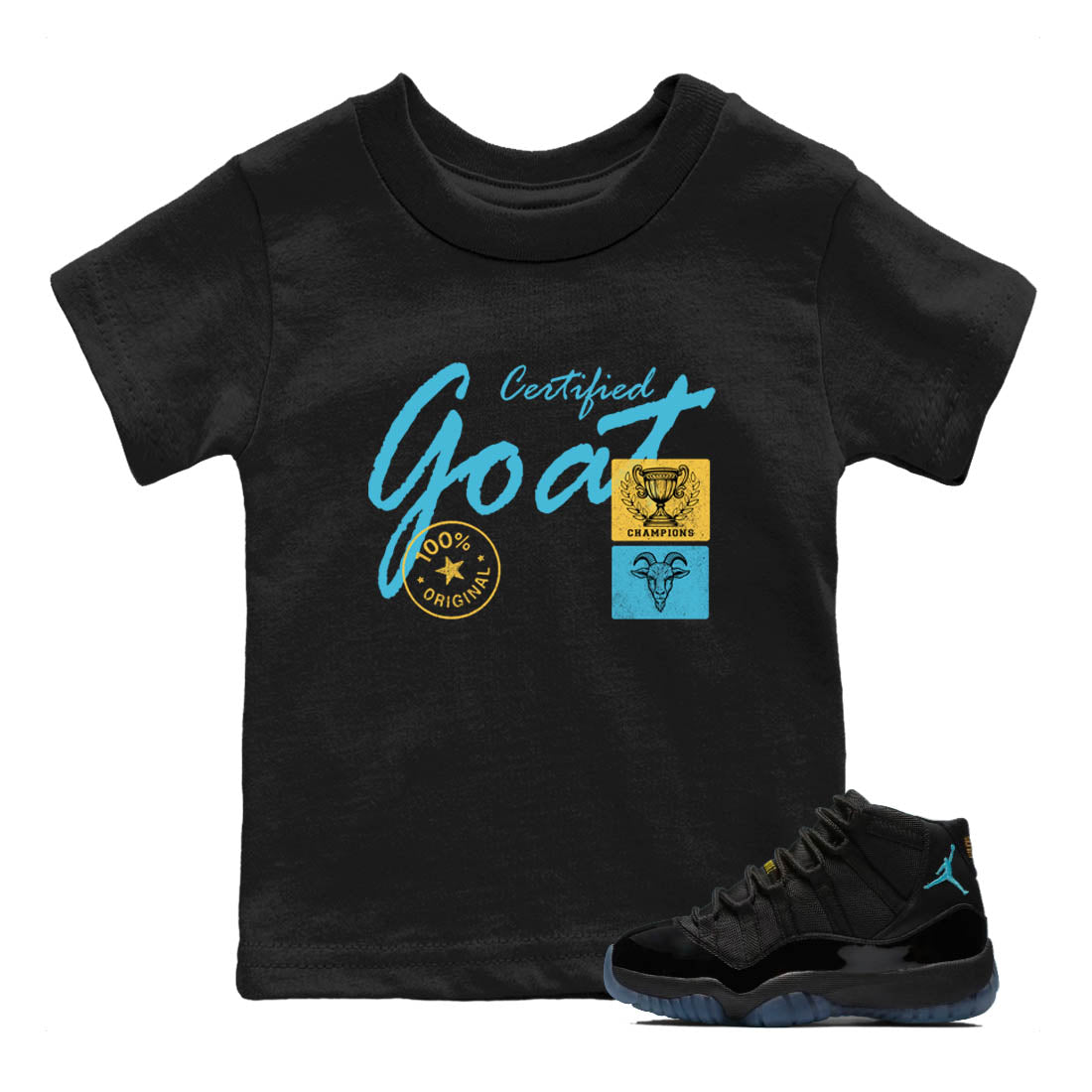 Sneaker Threads  Sneaker Tees To Match Air Jordan 11 Retro Gamma  Certified Goat Youth Graphic Tee Black 1. Perfect for Jordan releases 2025 colorways.