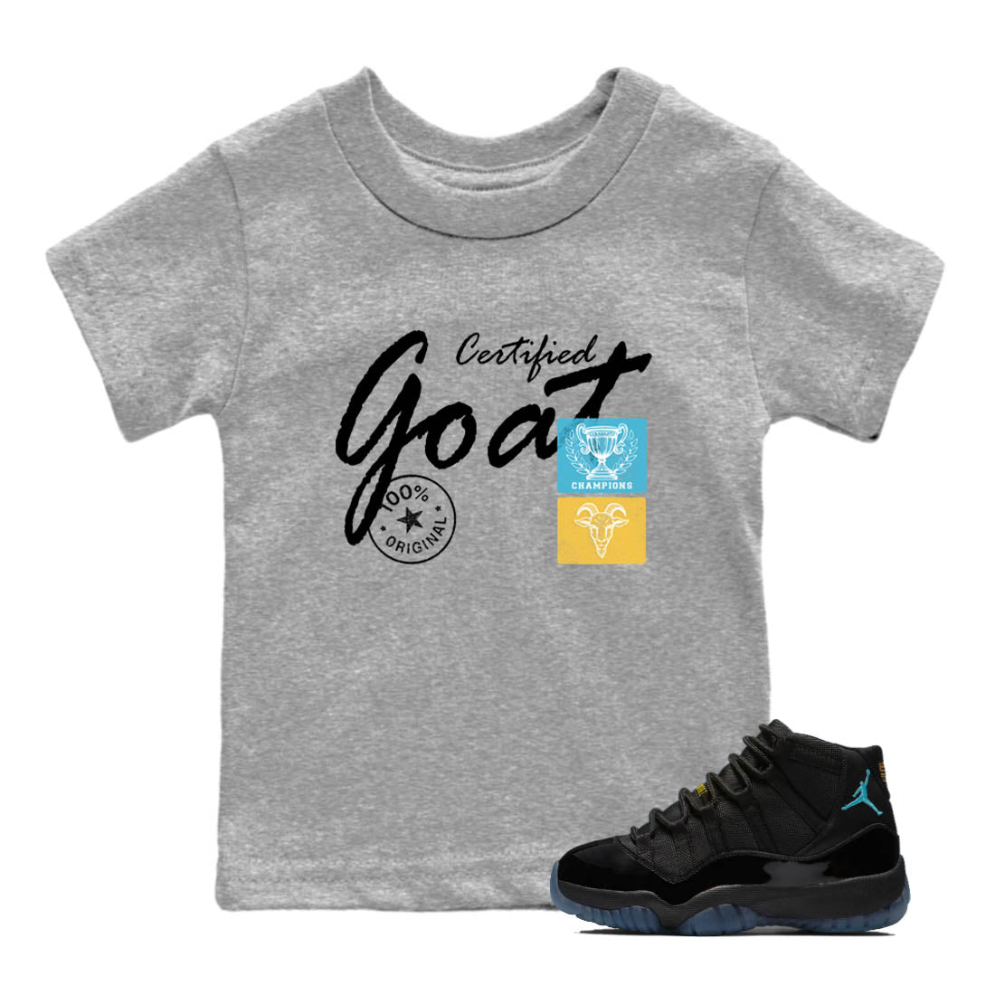 Sneaker Threads  Sneaker Tees To Match Air Jordan 11 Retro Gamma  Certified Goat Youth Graphic Tee Heather Grey 1. Perfect for Jordan releases 2025 colorways.