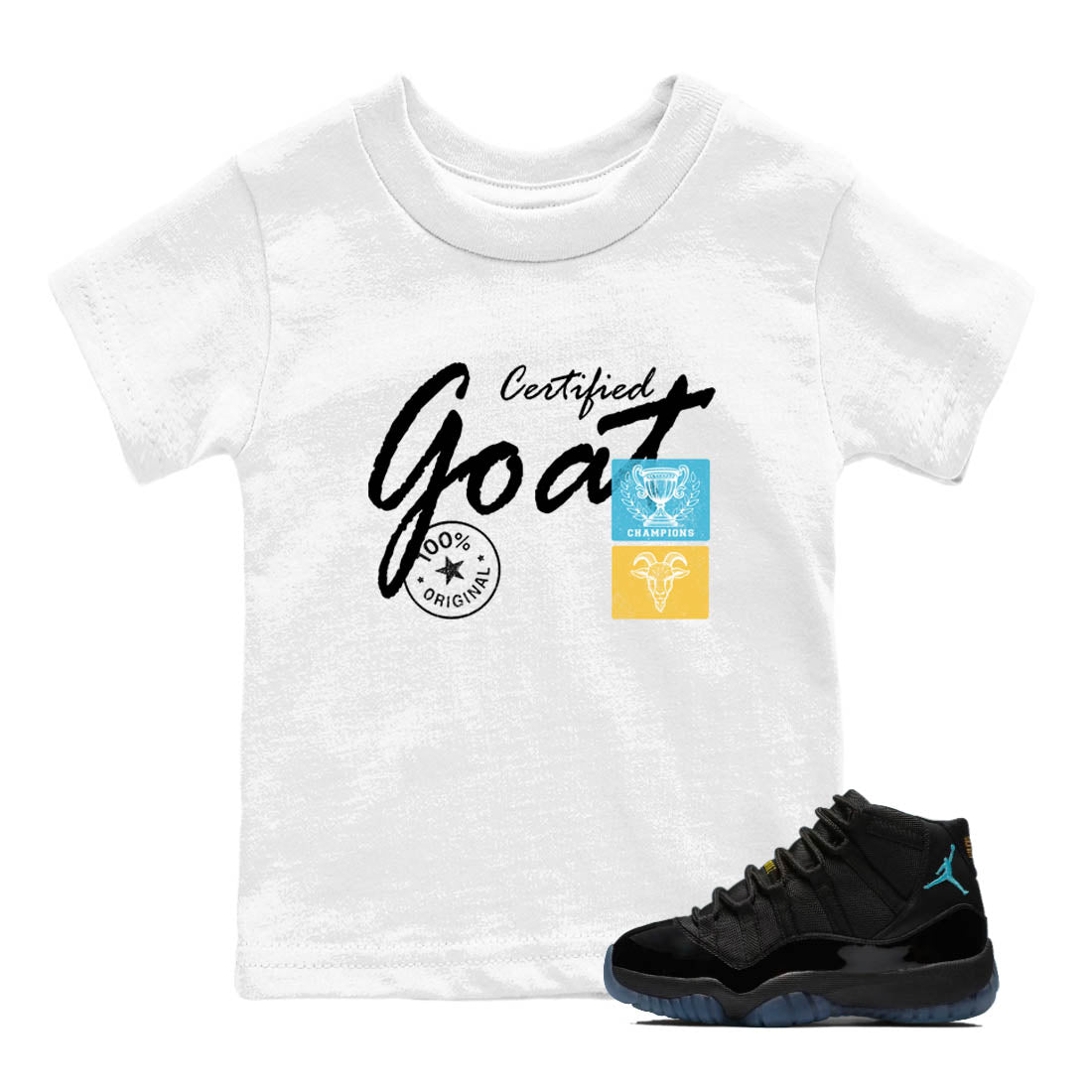 Sneaker Threads  Sneaker Tees To Match Air Jordan 11 Retro Gamma  Certified Goat Youth Graphic Tee White 1. Perfect for Jordan releases 2025 colorways.