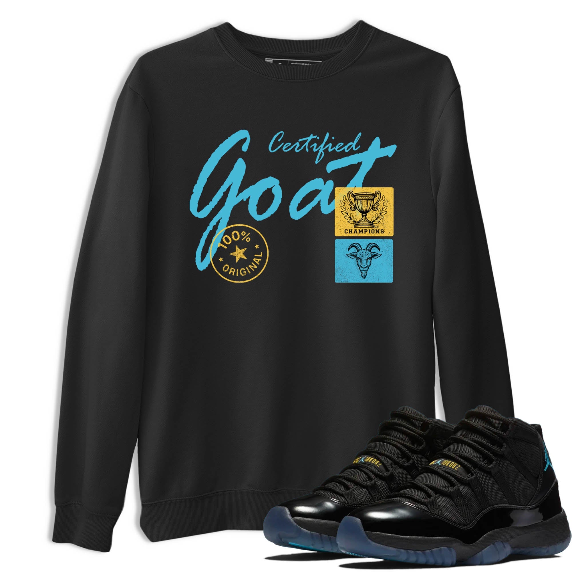 Sneaker Threads  Sneaker Tees To Match Air Jordan 11 Retro Gamma  Certified Goat Graphic Tee Black 1. Perfect for Jordan releases 2025 colorways.