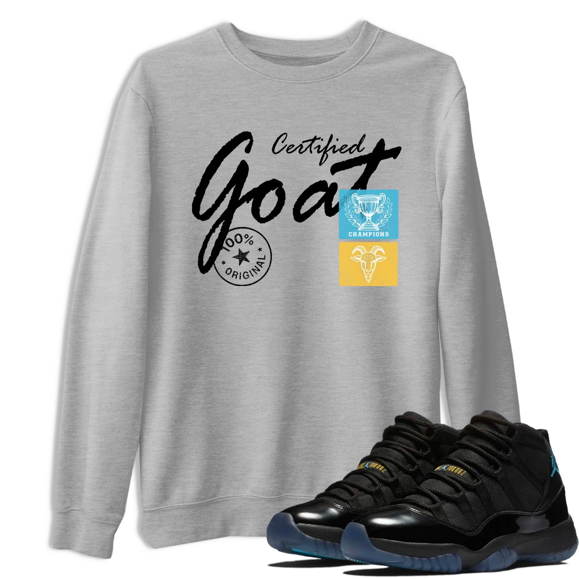 Sneaker Threads  Sneaker Tees To Match Air Jordan 11 Retro Gamma  Certified Goat Graphic Tee Heather Grey 1. Perfect for Jordan releases 2025 colorways.