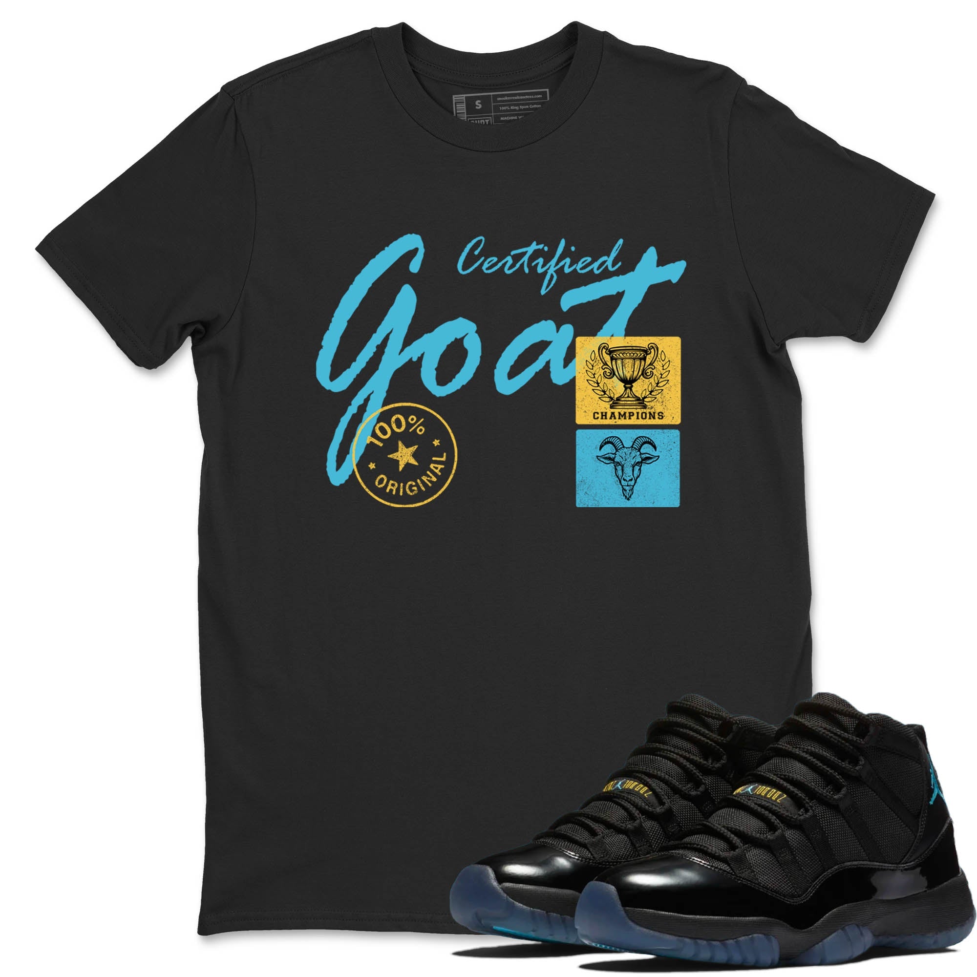 Sneaker Threads  Sneaker Tees To Match Air Jordan 11 Retro Gamma  Certified Goat Graphic Tee Black 1. Perfect for Jordan releases 2025 colorways.