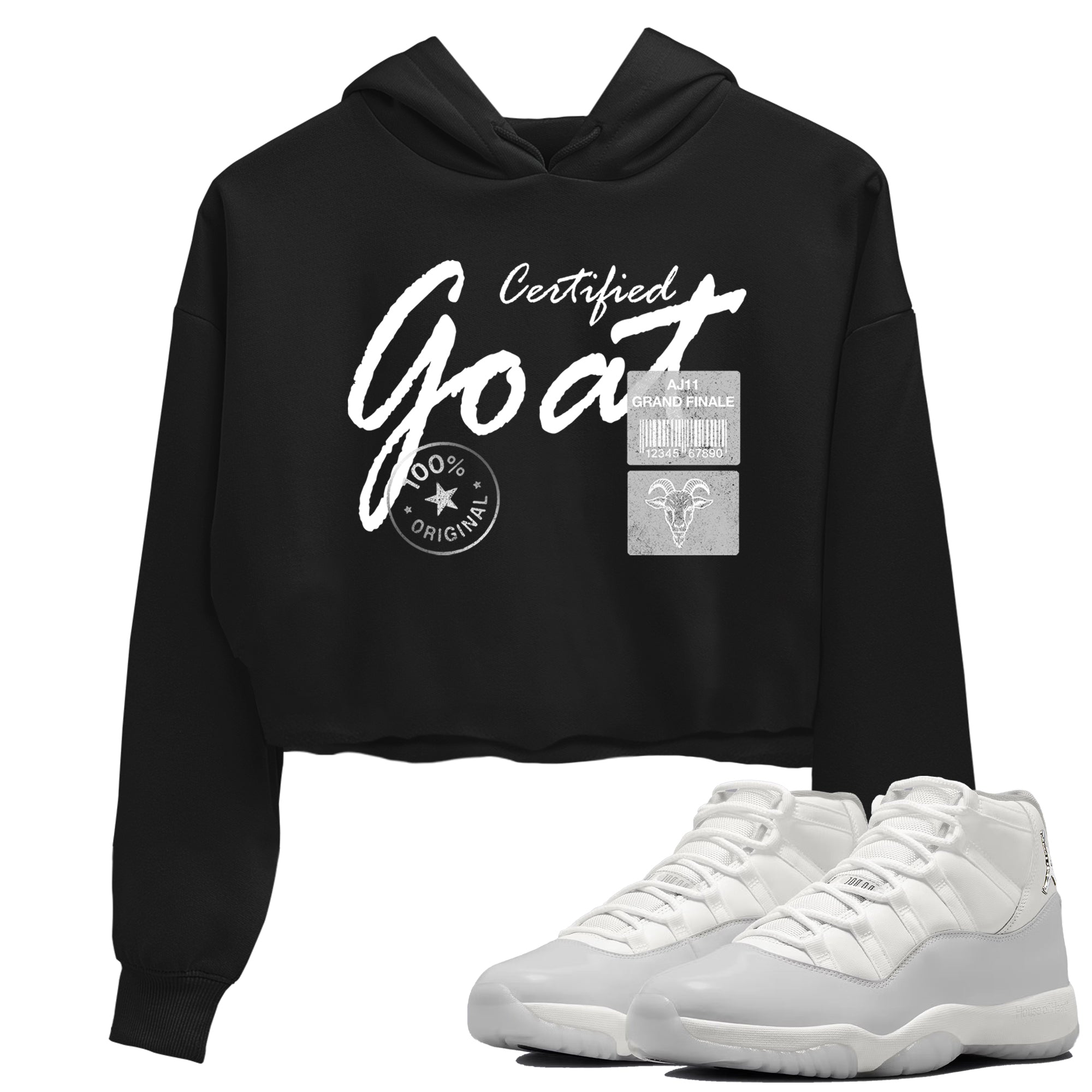 11s Grand Finale Sneaker match tees  Sneaker Tees To Match Jordan 11 Grand Finale Sneakers  Certified Goat Crop Graphic T-Shirt Black 1