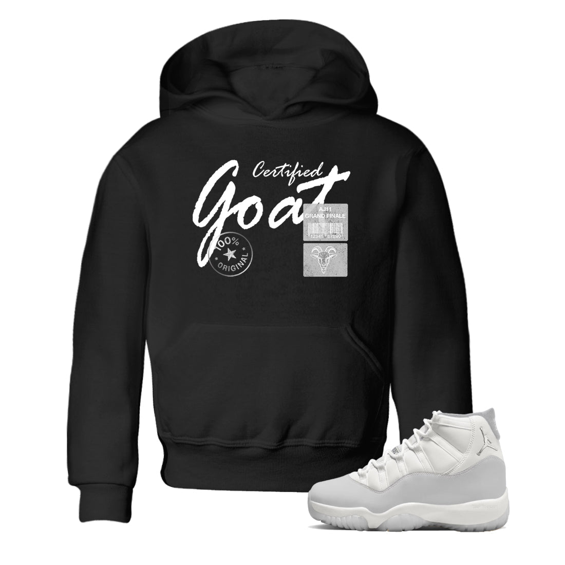 11s Grand Finale Sneaker match tees  Sneaker Tees To Match Jordan 11 Grand Finale Sneakers  Certified Goat Kids Graphic T-Shirt Black 1