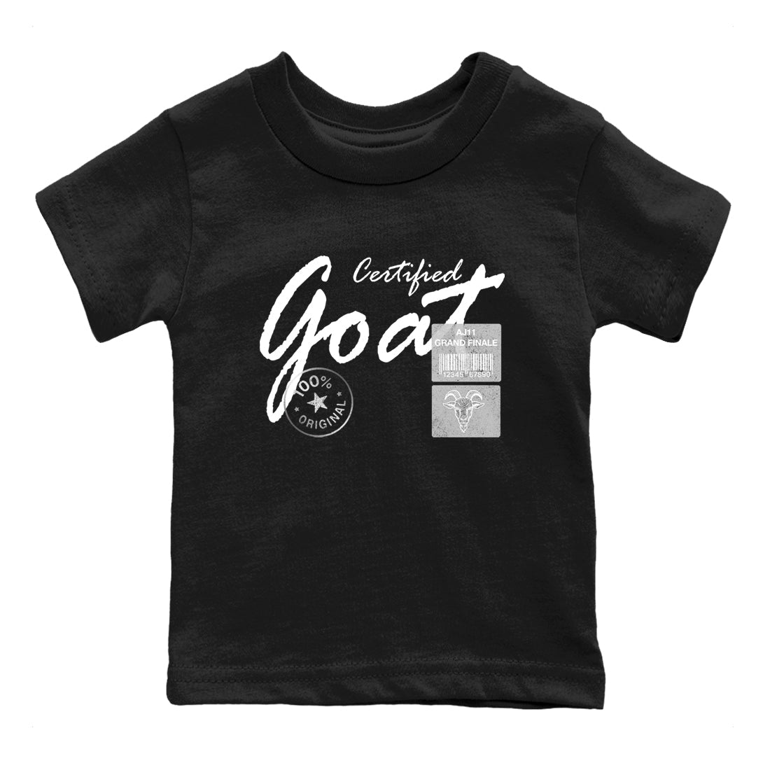 11s Grand Finale Sneaker match tees  Sneaker Tees To Match Jordan 11 Grand Finale Sneakers  Certified Goat Kids Graphic T-Shirt Black 2