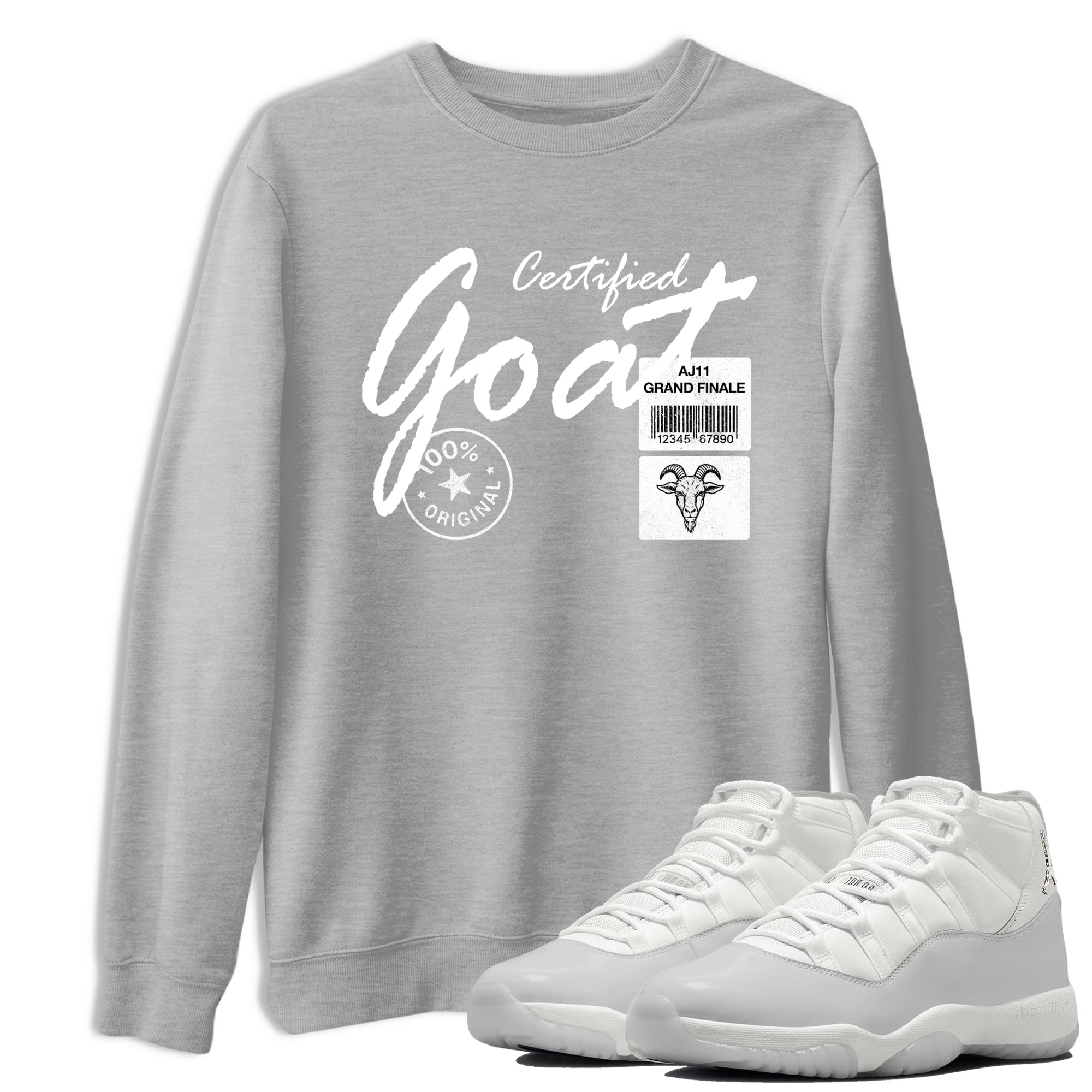 11s Grand Finale Sneaker match tees  Sneaker Tees To Match Jordan 11 Grand Finale Sneakers  Certified Goat Graphic Tee Heather Grey 1