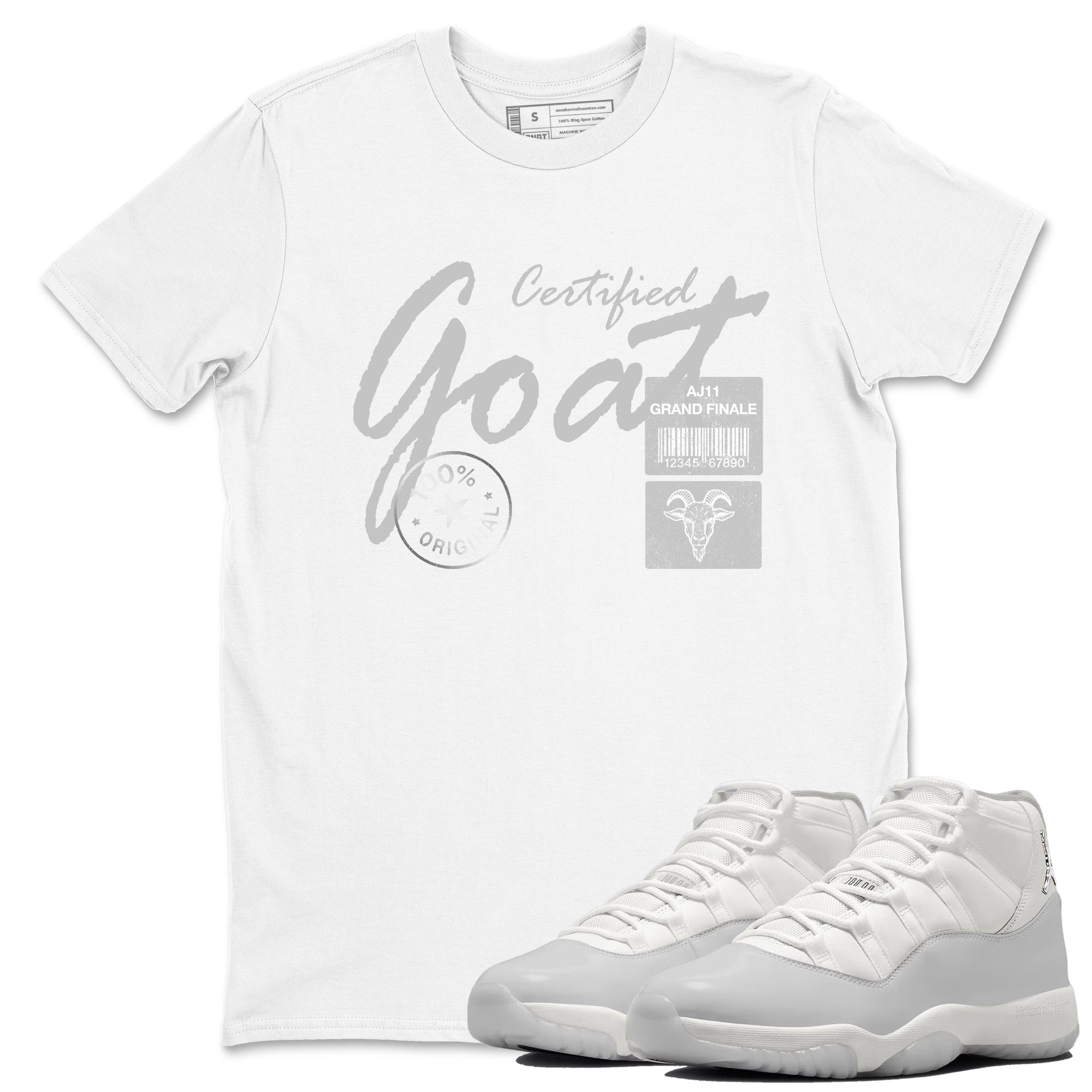 11s Grand Finale Sneaker match tees  Sneaker Tees To Match Jordan 11 Grand Finale Sneakers  Certified Goat Graphic Tee White 1