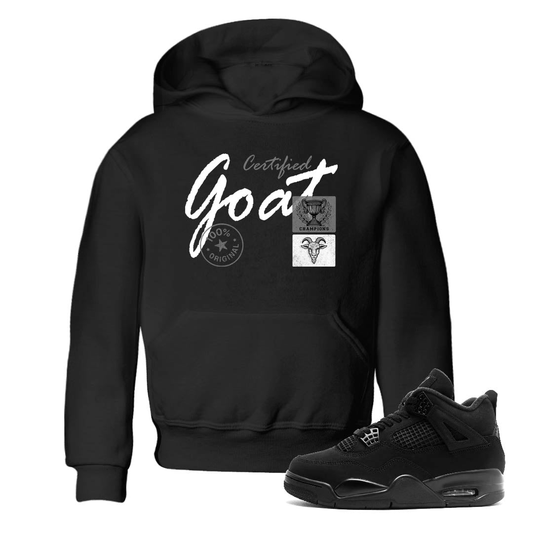 Sneaker Threads  Sneaker Tees To Match Air Jordan 4 Black Cat  Certified Goat Youth Graphic Tee Black 1. Perfect for Jordan releases 2025 colorways.