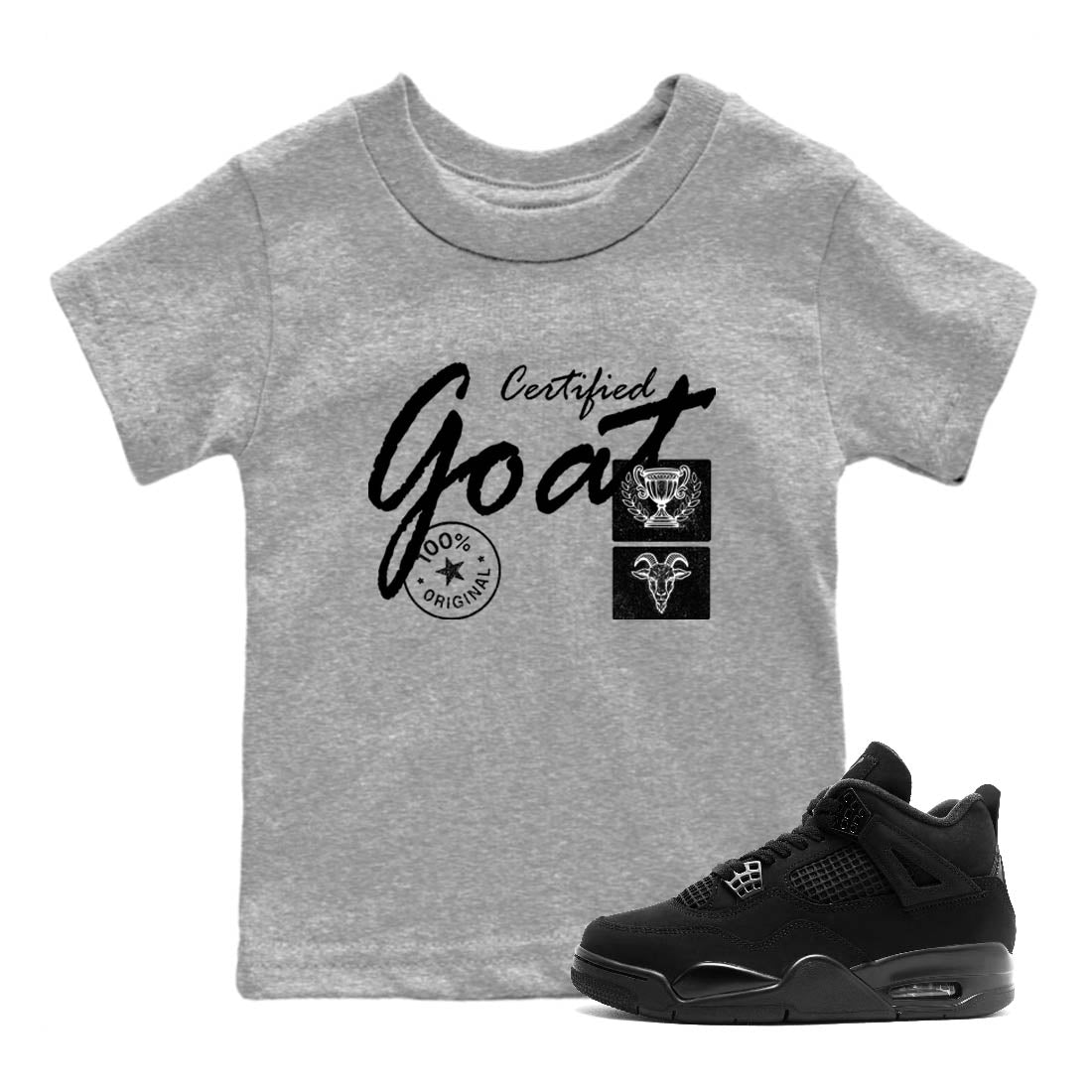 Sneaker Threads  Sneaker Tees To Match Air Jordan 4 Black Cat  Certified Goat Youth Graphic Tee Heather Grey 1. Perfect for Jordan releases 2025 colorways.