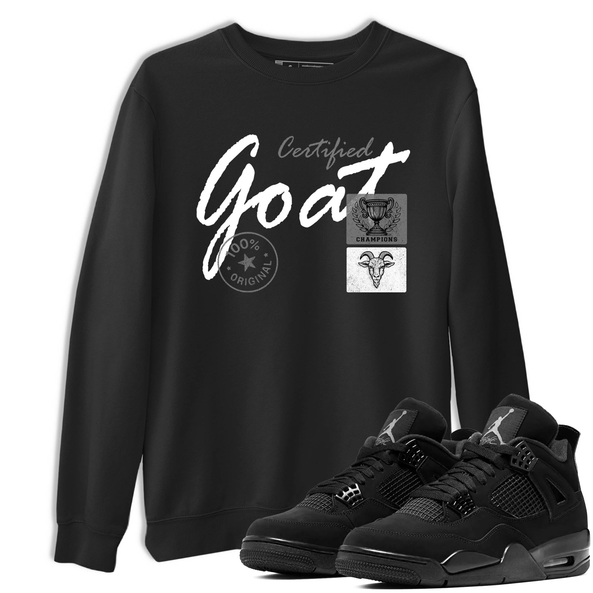 Sneaker Threads  Sneaker Tees To Match Air Jordan 4 Black Cat  Certified Goat Graphic Tee Black 1. Perfect for Jordan releases 2025 colorways.