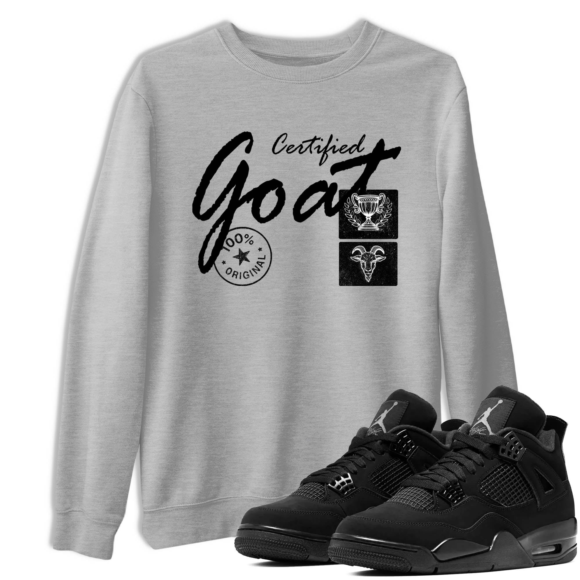 Sneaker Threads  Sneaker Tees To Match Air Jordan 4 Black Cat  Certified Goat Graphic Tee Heather Grey 1. Perfect for Jordan releases 2025 colorways.