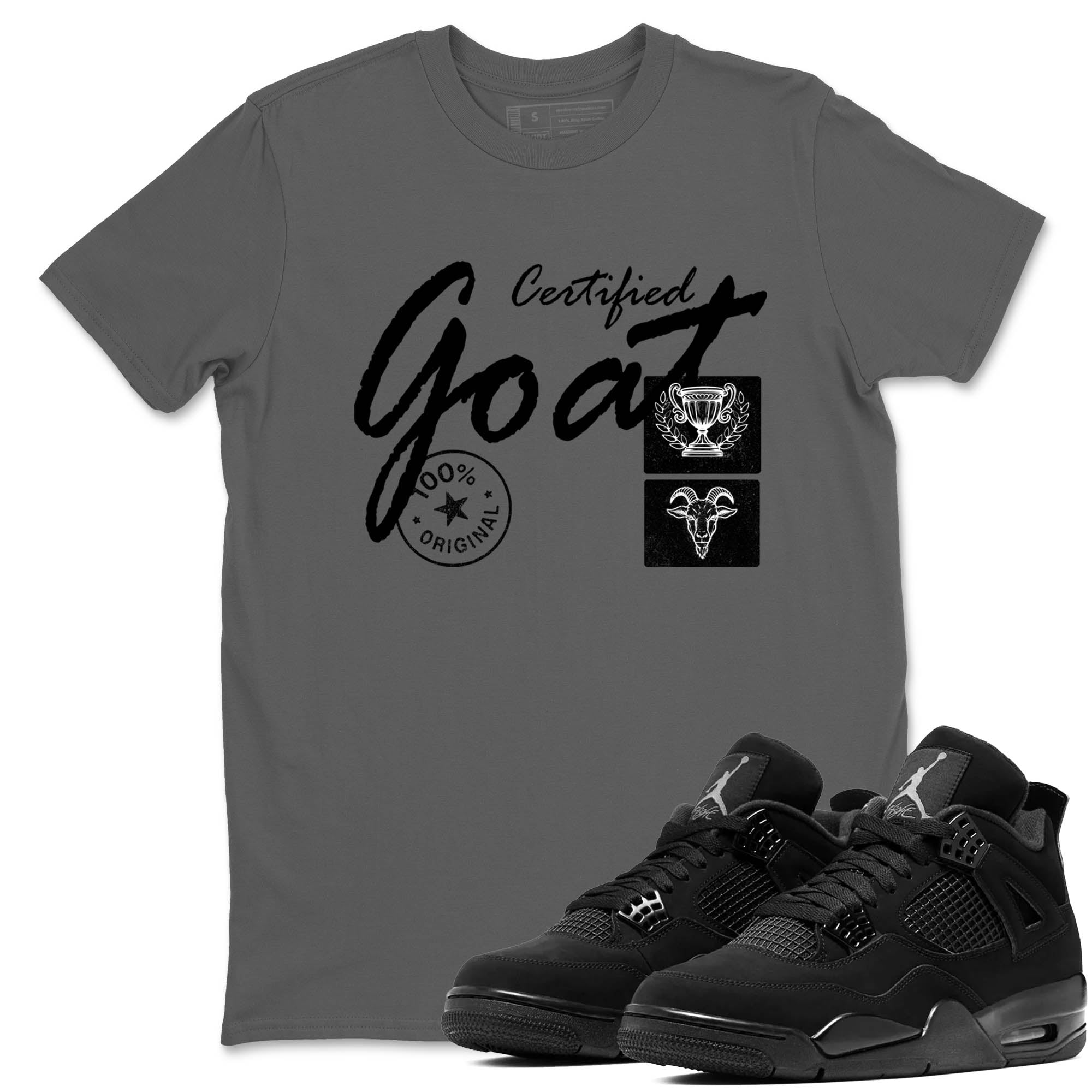 Sneaker Threads  Sneaker Tees To Match Air Jordan 4 Black Cat  Certified Goat Graphic Tee Cool Grey 1. Perfect for Jordan releases 2025 colorways.