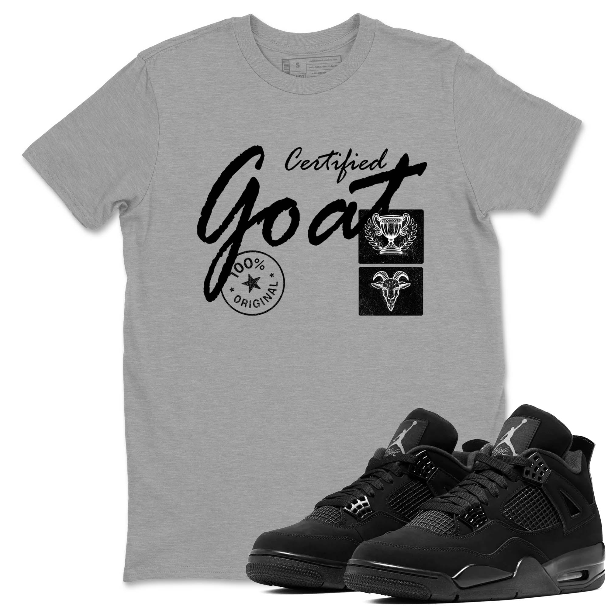Sneaker Threads  Sneaker Tees To Match Air Jordan 4 Black Cat  Certified Goat Graphic Tee Heather Grey 1. Perfect for Jordan releases 2025 colorways.