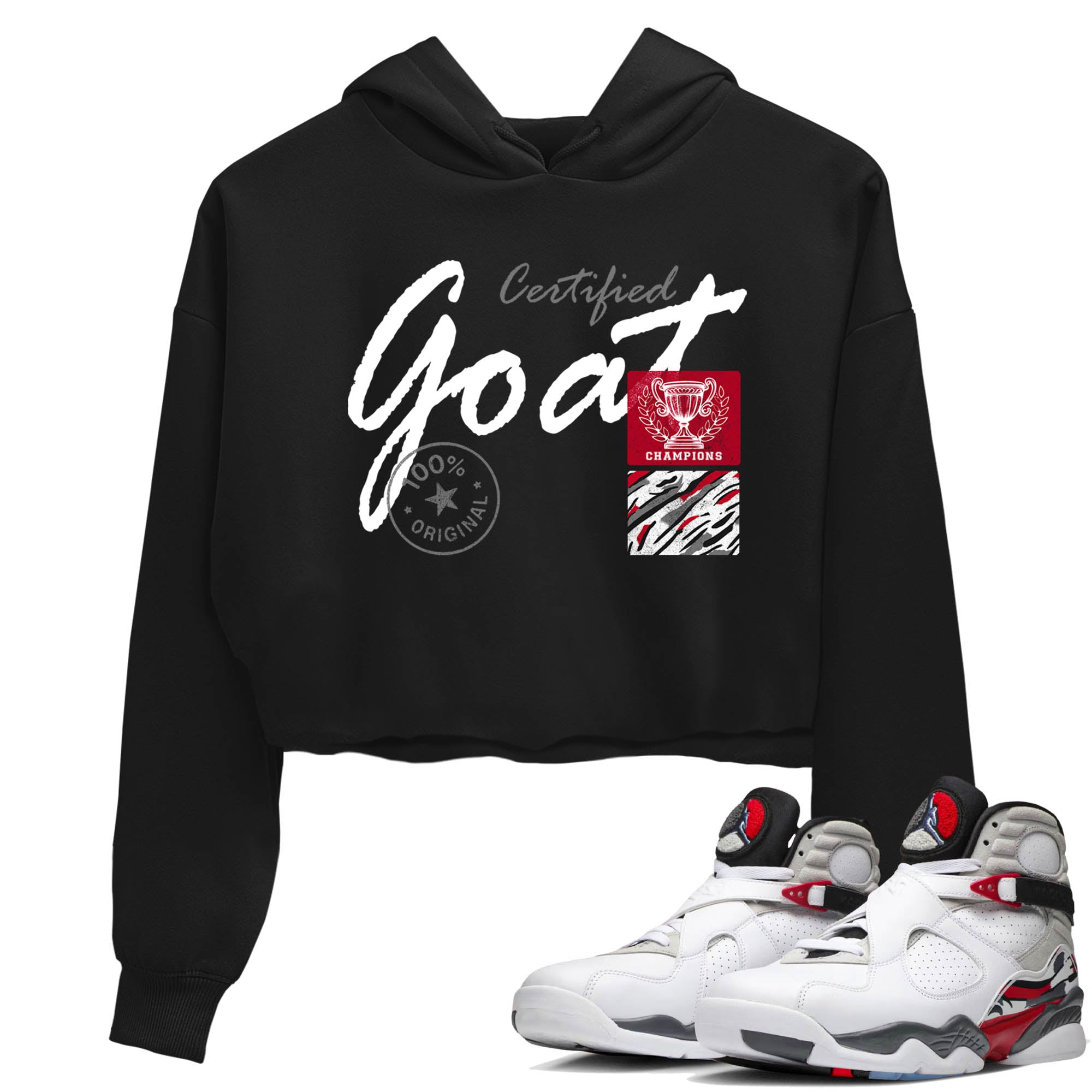 Sneaker Threads  Sneaker Tees To Match Air Jordan 8 Bunny  Certified Goat Crop Tee Black 1. Perfect for Jordan releases 2025 colorways.