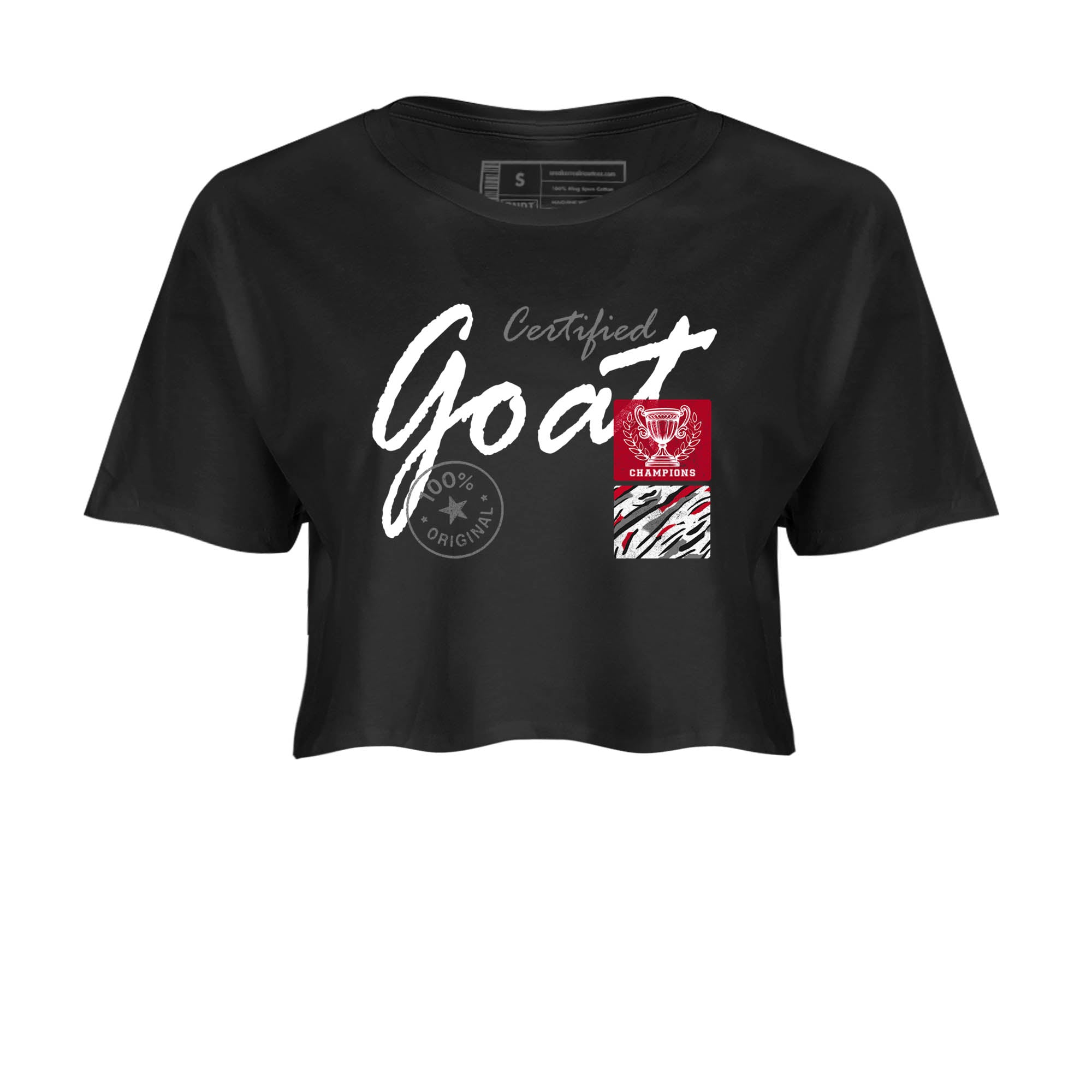 Sneaker Threads  Sneaker Tees To Match Air Jordan 8 Bunny  Certified Goat Crop Tee Black 2. Perfect for Jordan releases 2025 colorways.