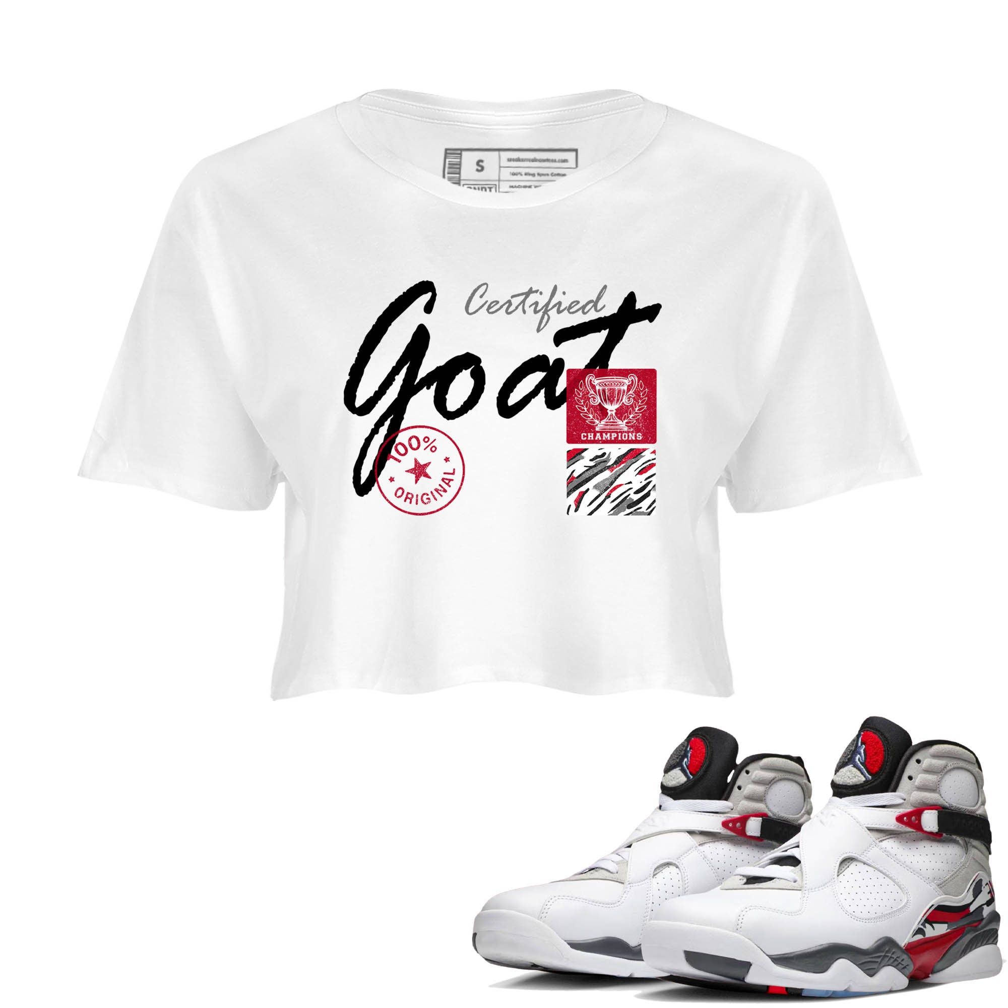 Sneaker Threads  Sneaker Tees To Match Air Jordan 8 Bunny  Certified Goat Crop Tee White 1. Perfect for Jordan releases 2025 colorways.