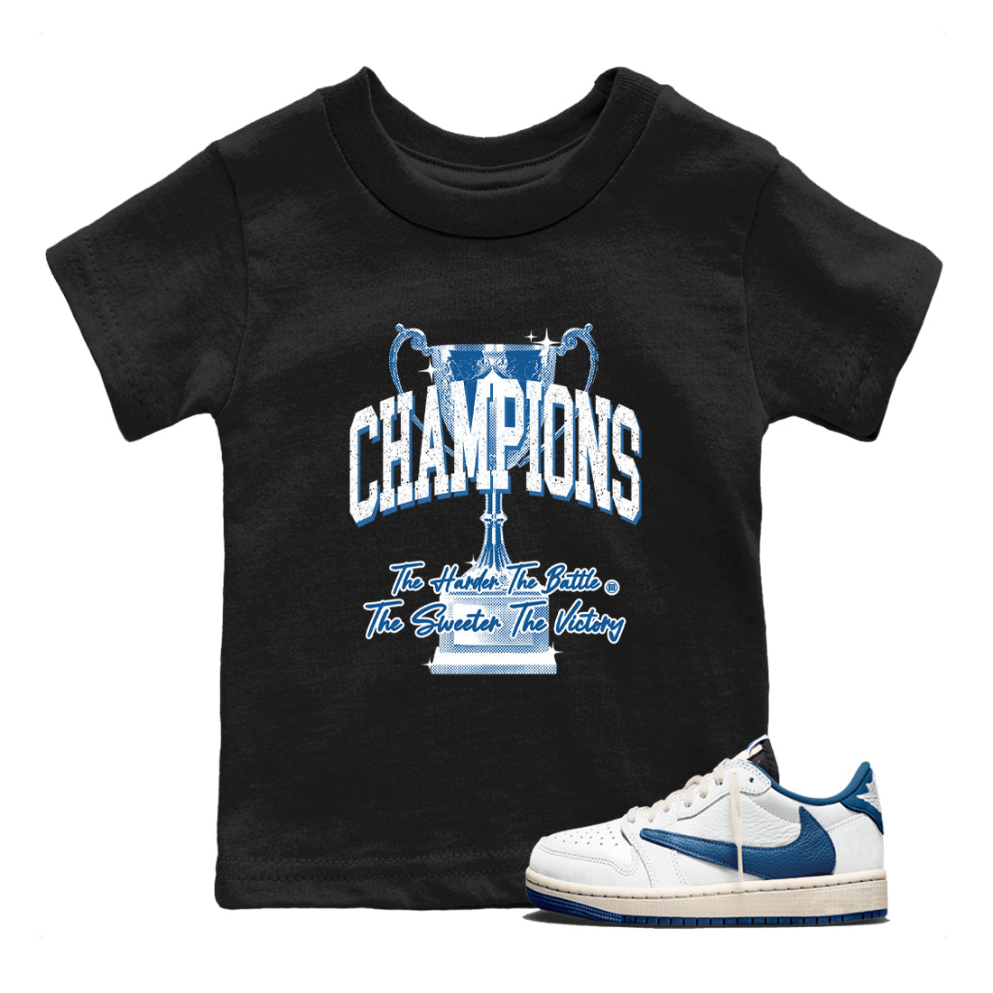 Sneaker match tees  Sneaker Tees To Match Air Jordan 1 Travis Scott Fragment Shoes  Champions Trophy Kids T-Shirt Black 1