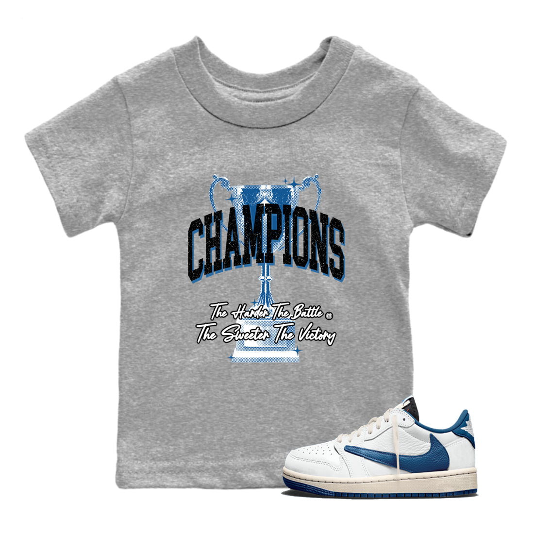 Sneaker match tees  Sneaker Tees To Match Air Jordan 1 Travis Scott Fragment Shoes  Champions Trophy Kids T-Shirt Heather Grey 1