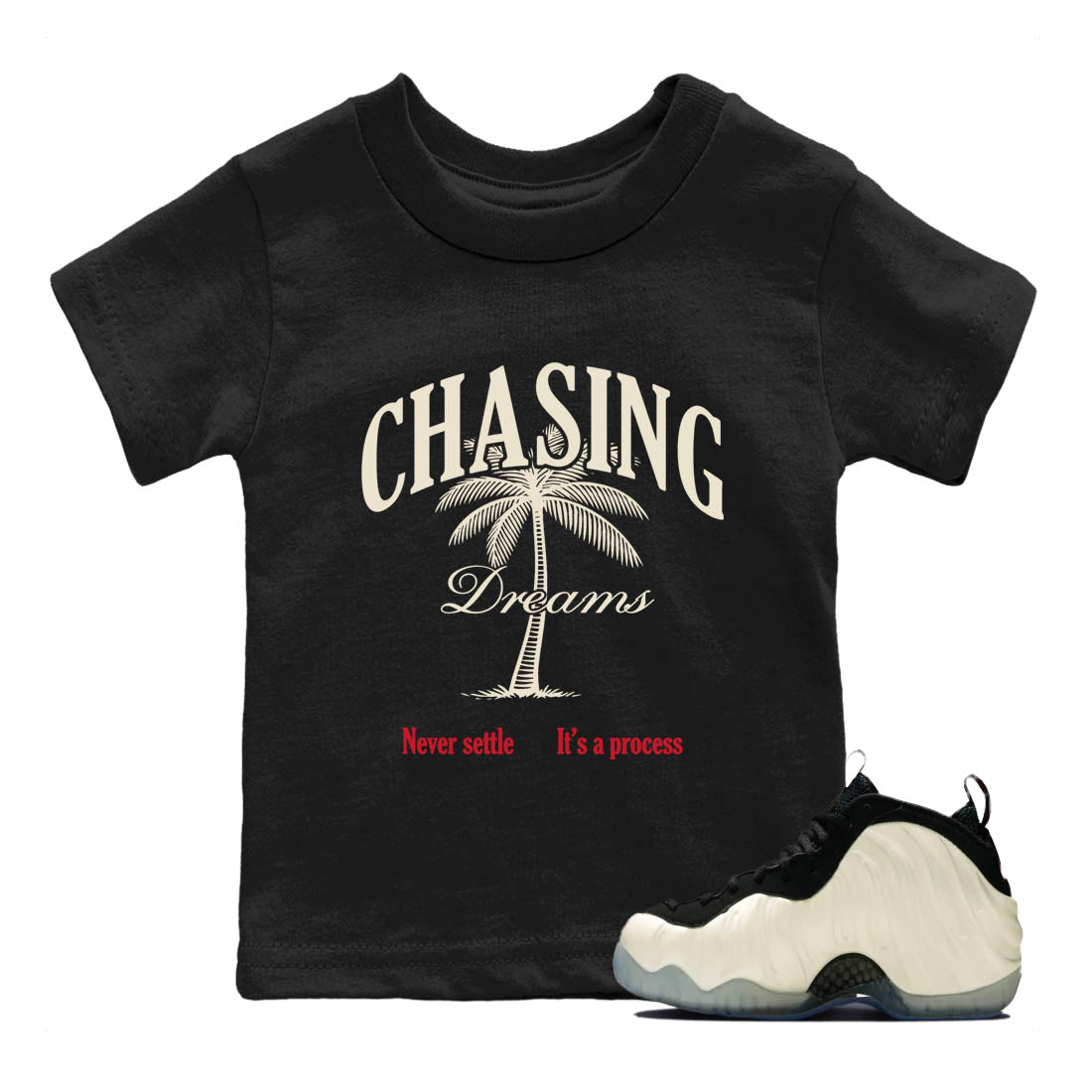 Sneaker Threads  Sneaker Tees To Match Air Foamposite One Pearl  Chasing Dreams Youth Graphic Tee Black 1. Perfect for Jordan releases 2025 colorways.