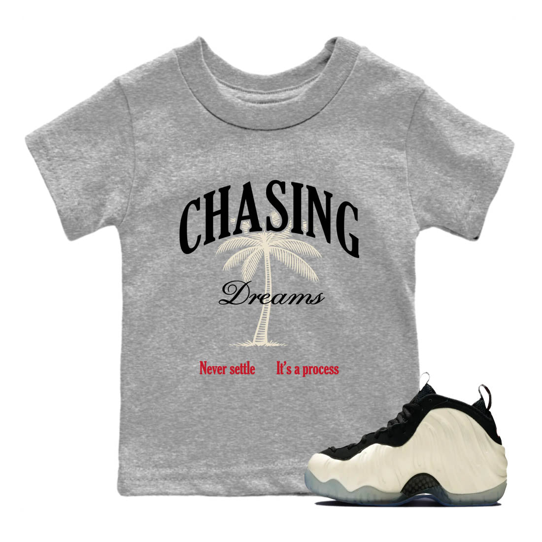 Sneaker Threads  Sneaker Tees To Match Air Foamposite One Pearl  Chasing Dreams Youth Graphic Tee Heather Grey 1. Perfect for Jordan releases 2025 colorways.