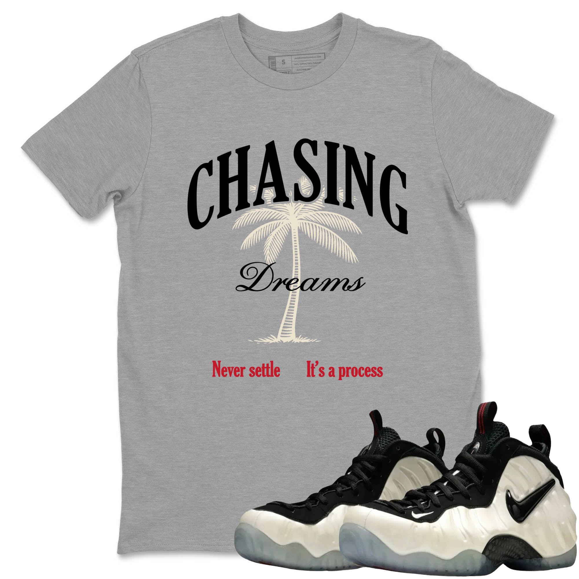 Sneaker Threads  Sneaker Tees To Match Air Foamposite One Pearl  Chasing Dreams Graphic Tee Heather Grey 1. Perfect for Jordan releases 2025 colorways.