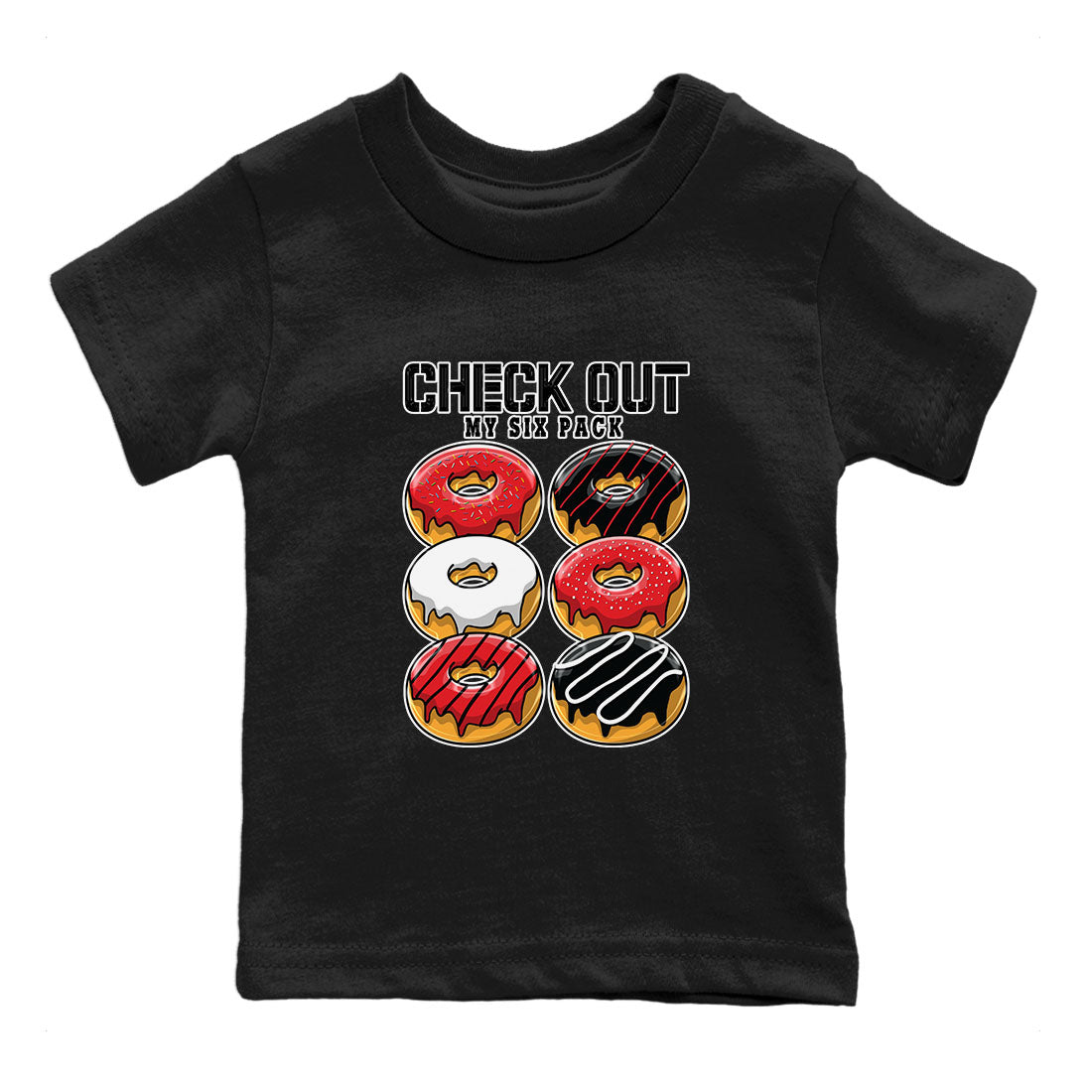 Air Jordan 1 Satin Bred shirt to match jordans Check Out My Six Pack sneaker tees AJ1 Retro Satin Bred Drip Gear Zone Sneaker Matching Clothing Brand Baby Toddler Black 2 T-Shirt