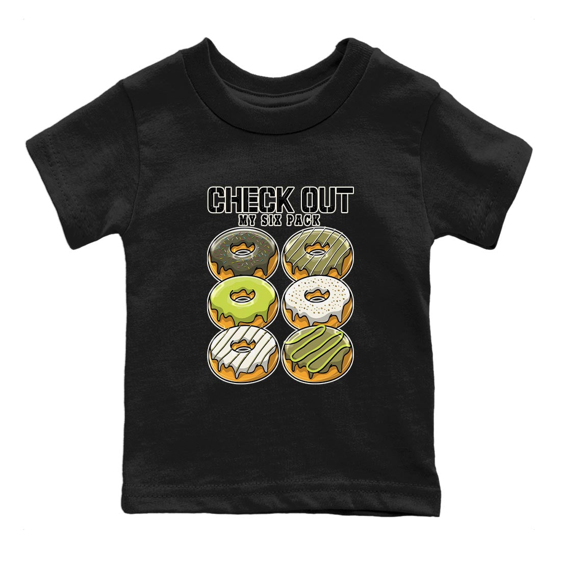 Jordan 1 Low X Travis Scott Golf Olive shirt to match jordans Check Out My Six Pack sneaker release tees Air Jordan 1 Travis Scott Golf Olive Drip Gear Zone Baby Toddler Black 2 T-Shirt