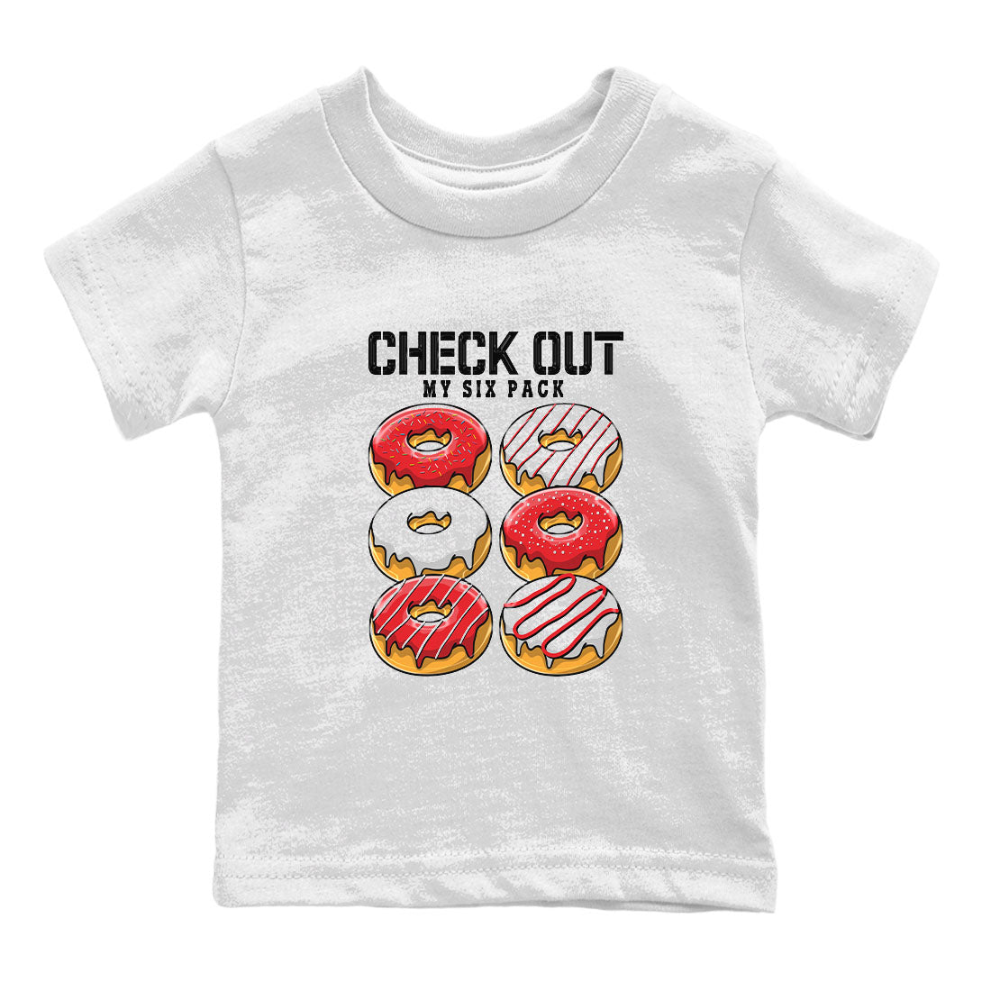 1s Low University Red shirt to match jordans Check Out My Six Pack sneaker tees Air Jordan 1 University Red Drip Gear Zone Sneaker Matching Clothing Brand Baby Toddler White 2 T-Shirt