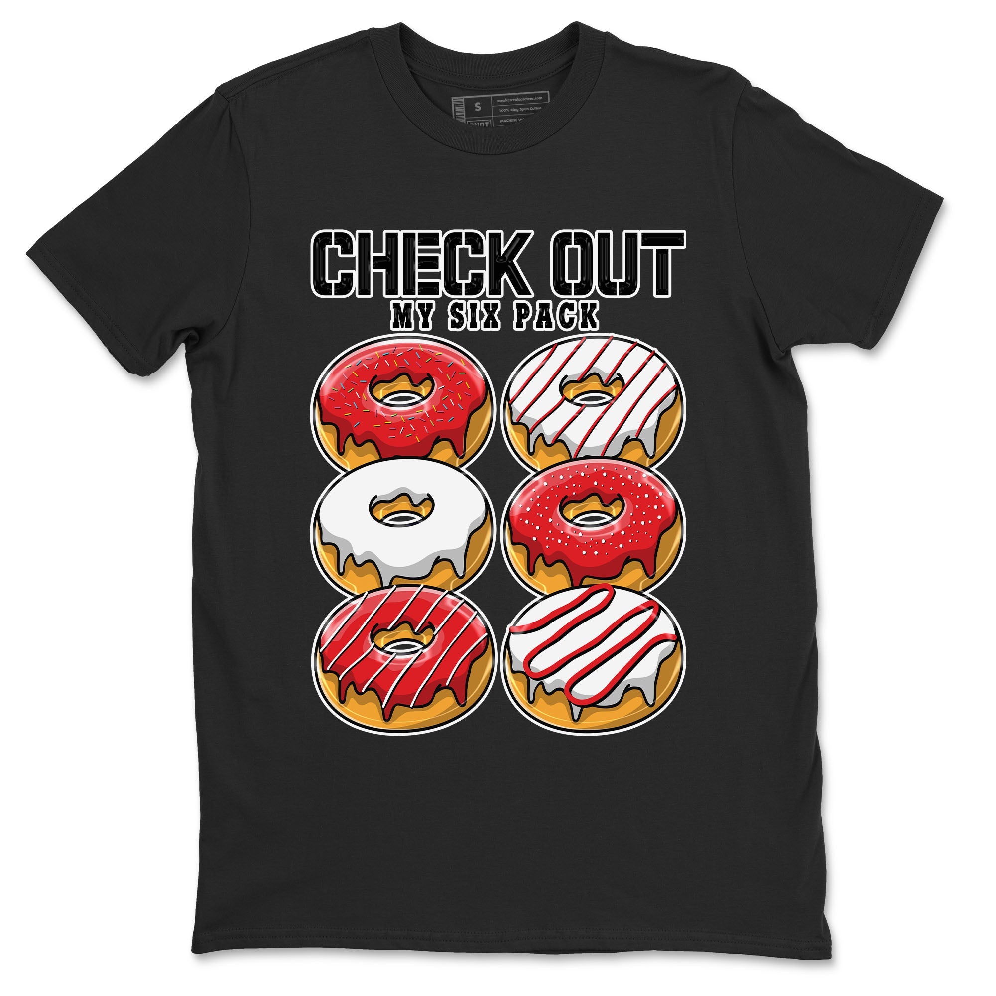 1s Low University Red shirt to match jordans Check Out My Six Pack sneaker tees Air Jordan 1 University Red Drip Gear Zone Sneaker Matching Clothing Brand Unisex Sneaker Tee Black 2 T-Shirt