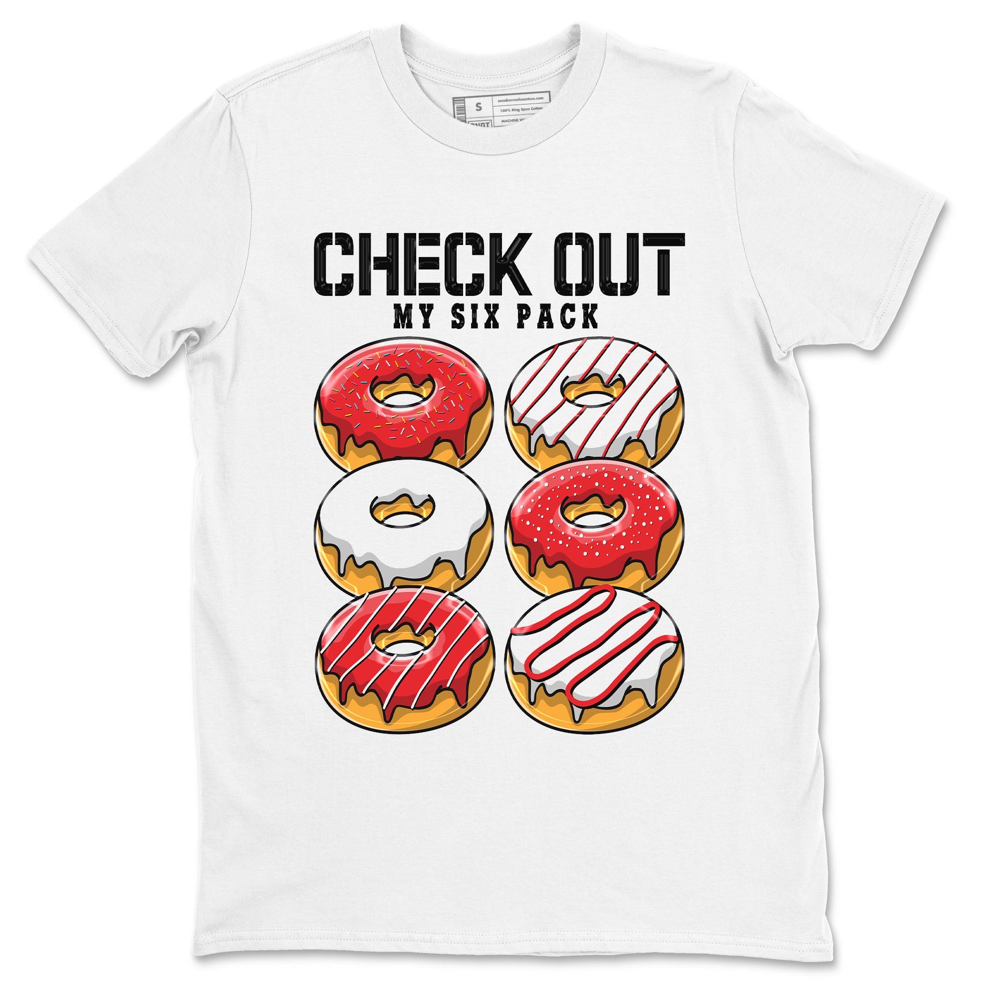 1s Low University Red shirt to match jordans Check Out My Six Pack sneaker tees Air Jordan 1 University Red Drip Gear Zone Sneaker Matching Clothing Brand Unisex Sneaker Tee White 2 T-Shirt