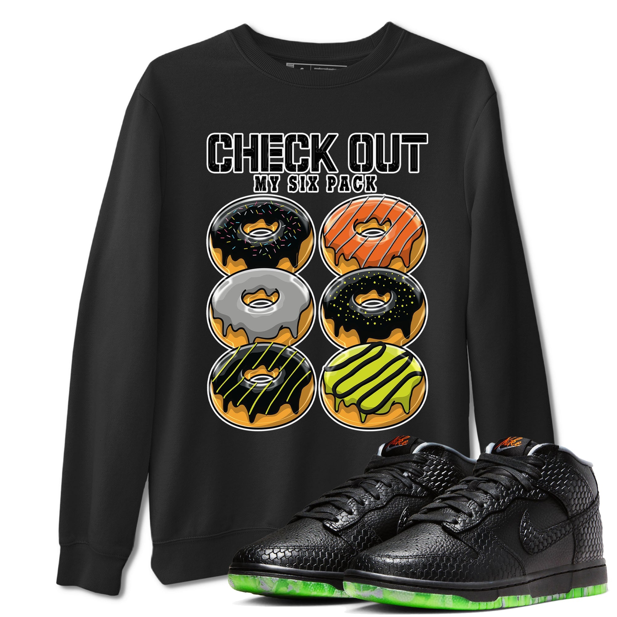 Nike Dunk Halloween shirt to match jordans Check Out My Six Pack sneaker tees Nike Dunk Mid Halloween Drip Gear Zone Sneaker Matching Clothing Brand Unisex Sneaker Tee Black 1 T-Shirt