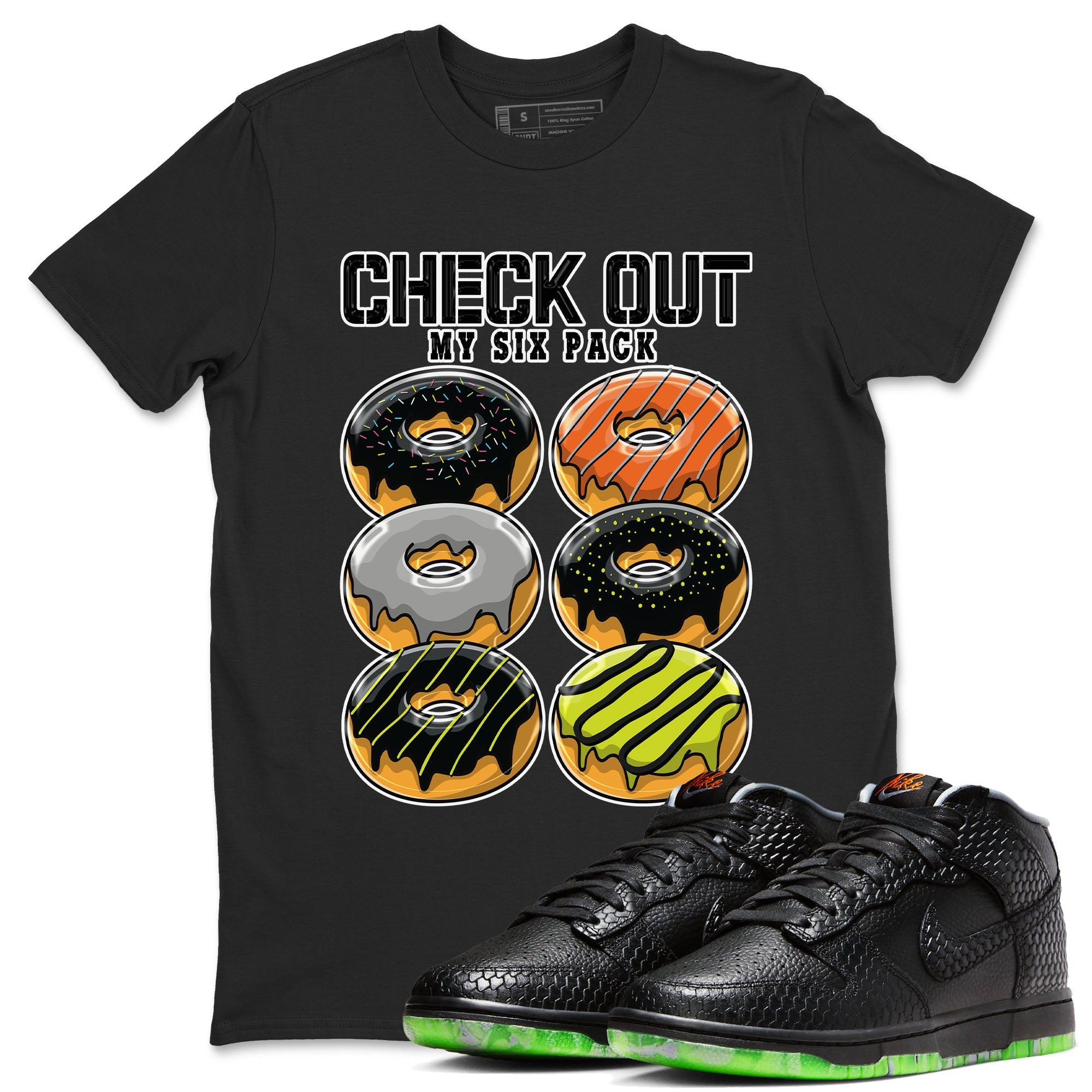 Nike Dunk Halloween shirt to match jordans Check Out My Six Pack sneaker tees Nike Dunk Mid Halloween Drip Gear Zone Sneaker Matching Clothing Brand Unisex Sneaker Tee Black 1 T-Shirt