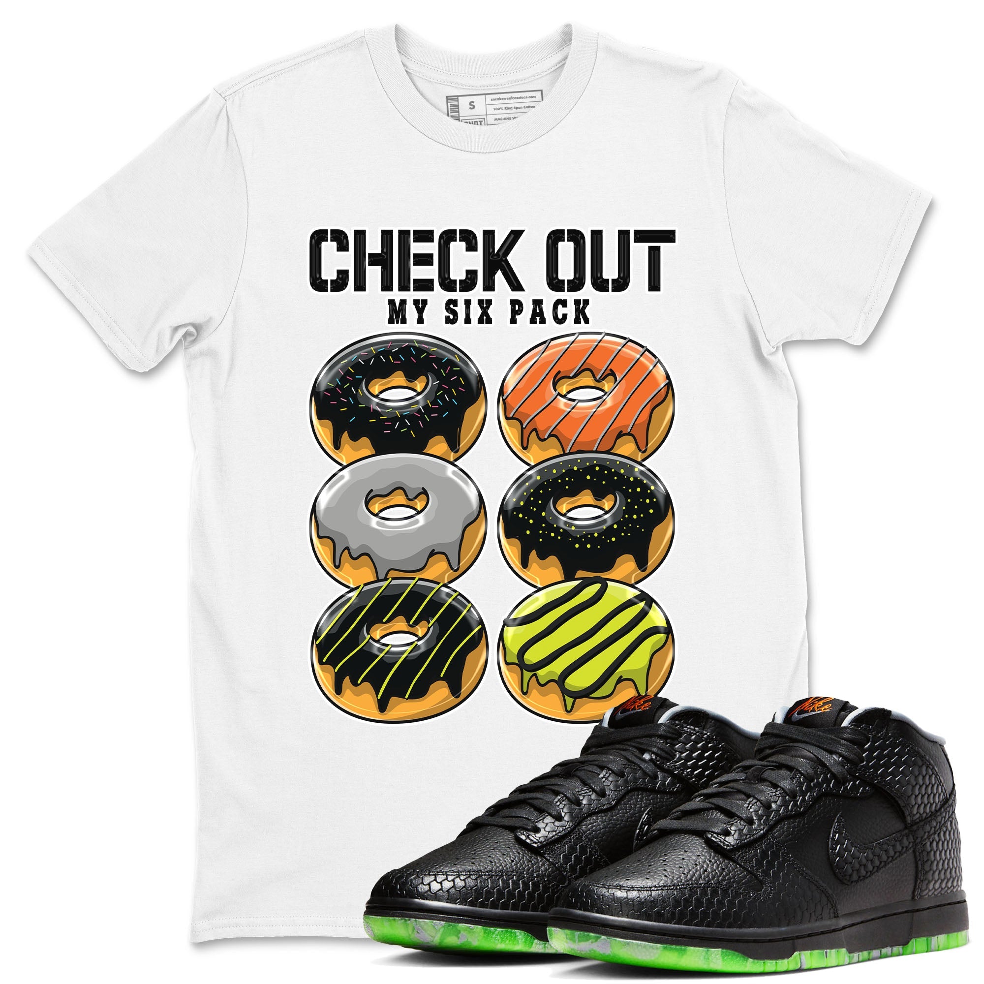 Nike Dunk Halloween shirt to match jordans Check Out My Six Pack sneaker tees Nike Dunk Mid Halloween Drip Gear Zone Sneaker Matching Clothing Brand Unisex Sneaker Tee White 1 T-Shirt