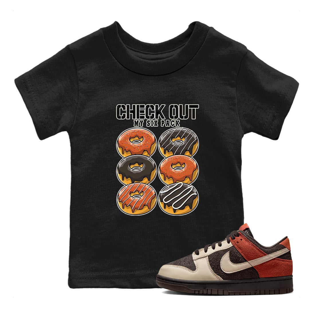 Nike Low Dunk Red Panda shirt to match jordans Check Out My Six Pack sneaker tees Nike Dunk Red Panda Drip Gear Zone Baby Toddler Black 1 T-Shirt