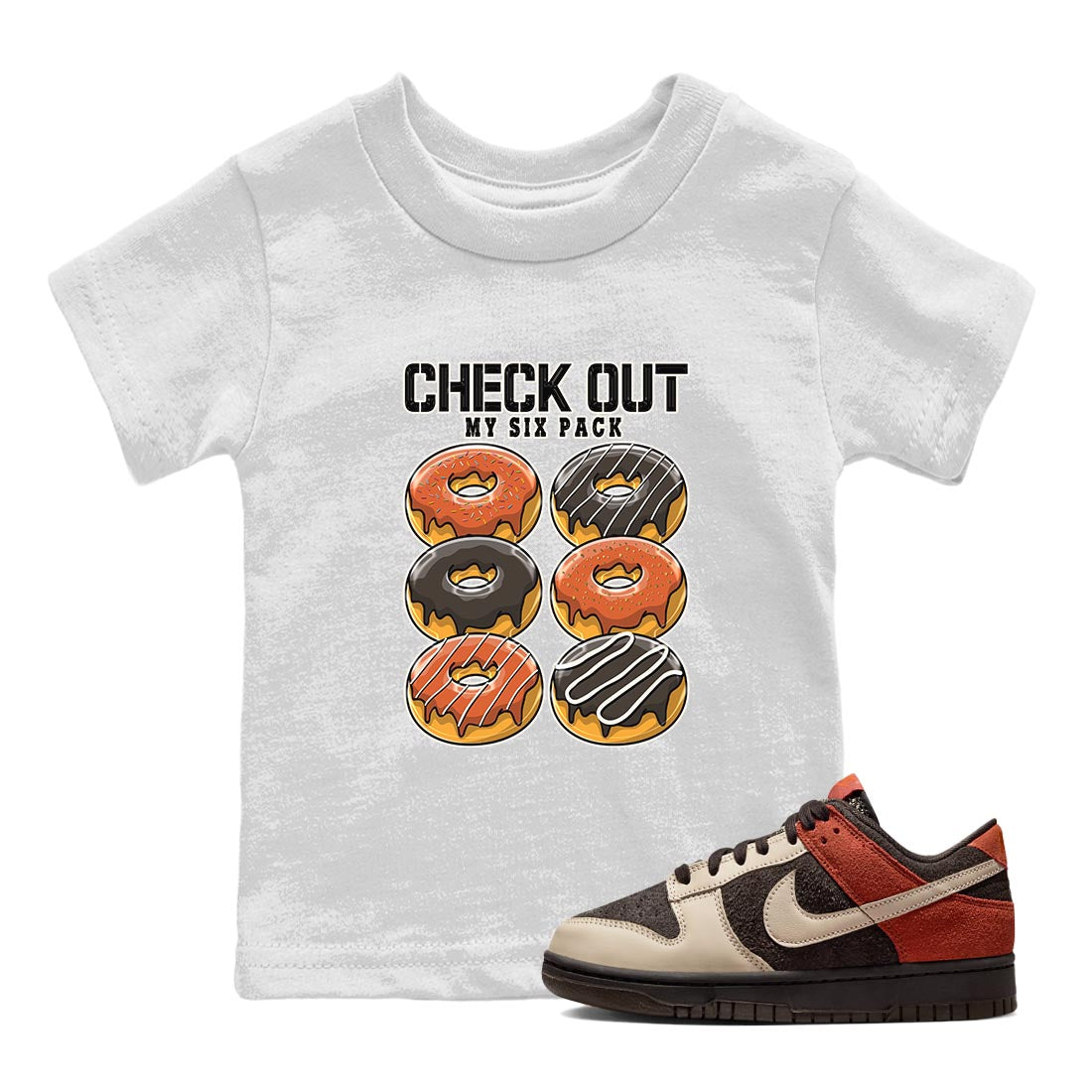 Nike Low Dunk Red Panda shirt to match jordans Check Out My Six Pack sneaker tees Nike Dunk Red Panda Drip Gear Zone Baby Toddler White 1 T-Shirt