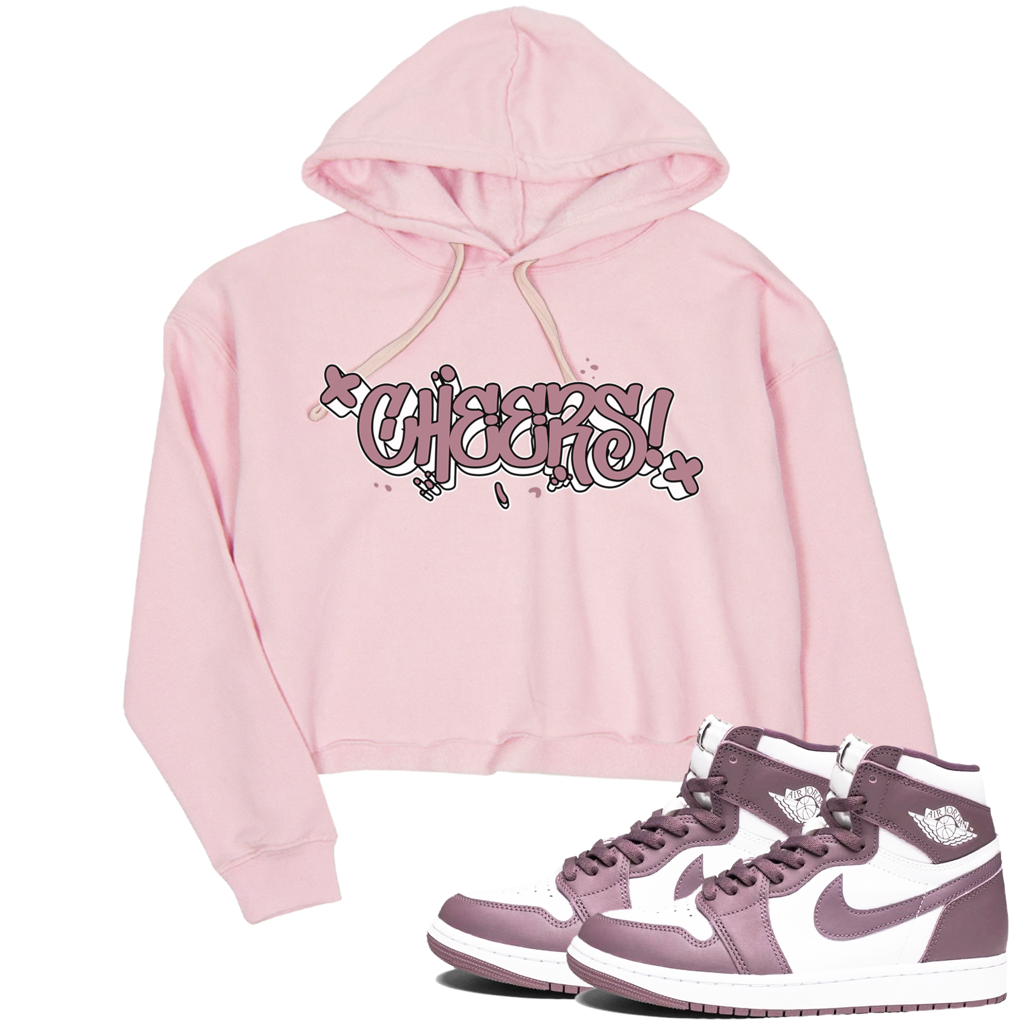 Air Jordan 1 Mauve shirt to match jordans Cheers sneaker tees AJ1 Mauve Drip Gear Zone Sneaker Matching Clothing Brand Pink 1 Crop T-Shirt