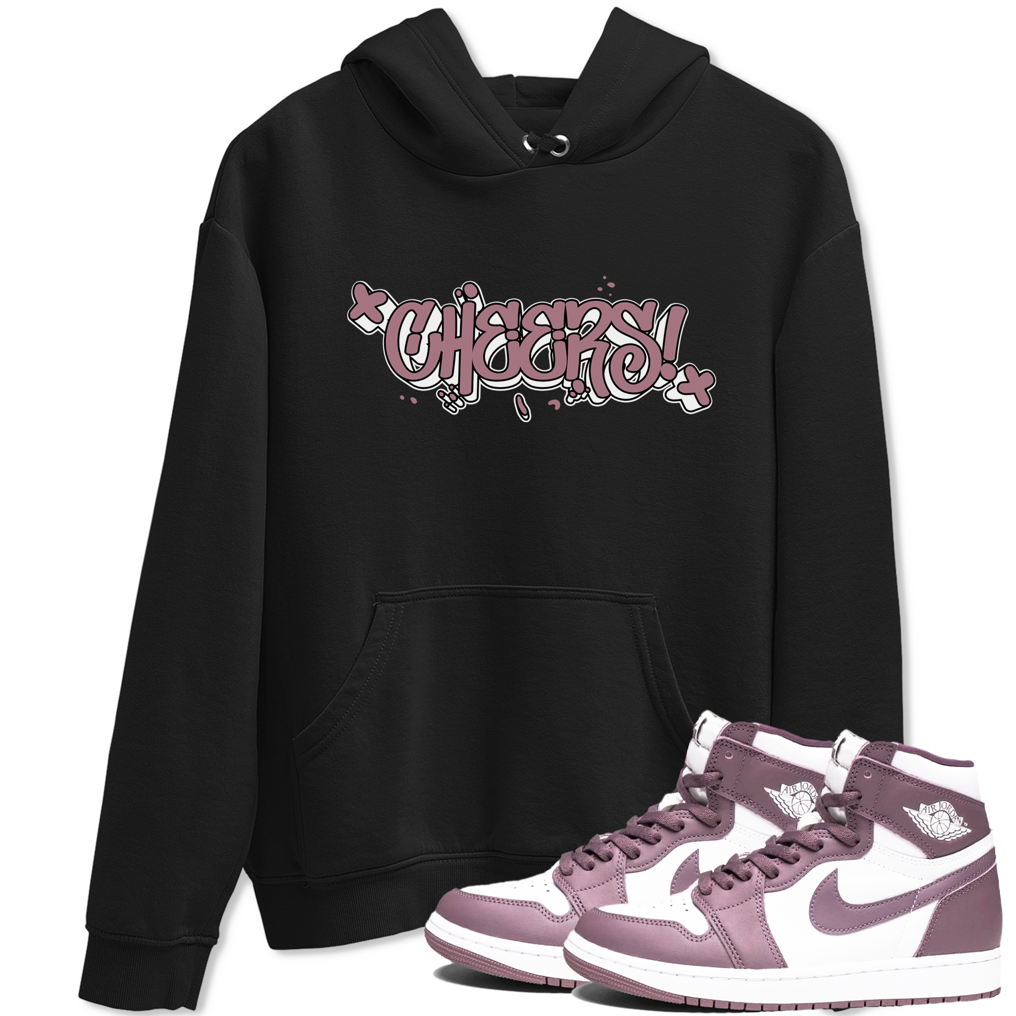 Air Jordan 1 Mauve shirt to match jordans Cheers sneaker tees AJ1 Mauve Drip Gear Zone Sneaker Matching Clothing Brand Unisex Sneaker Tee Black 1 T-Shirt