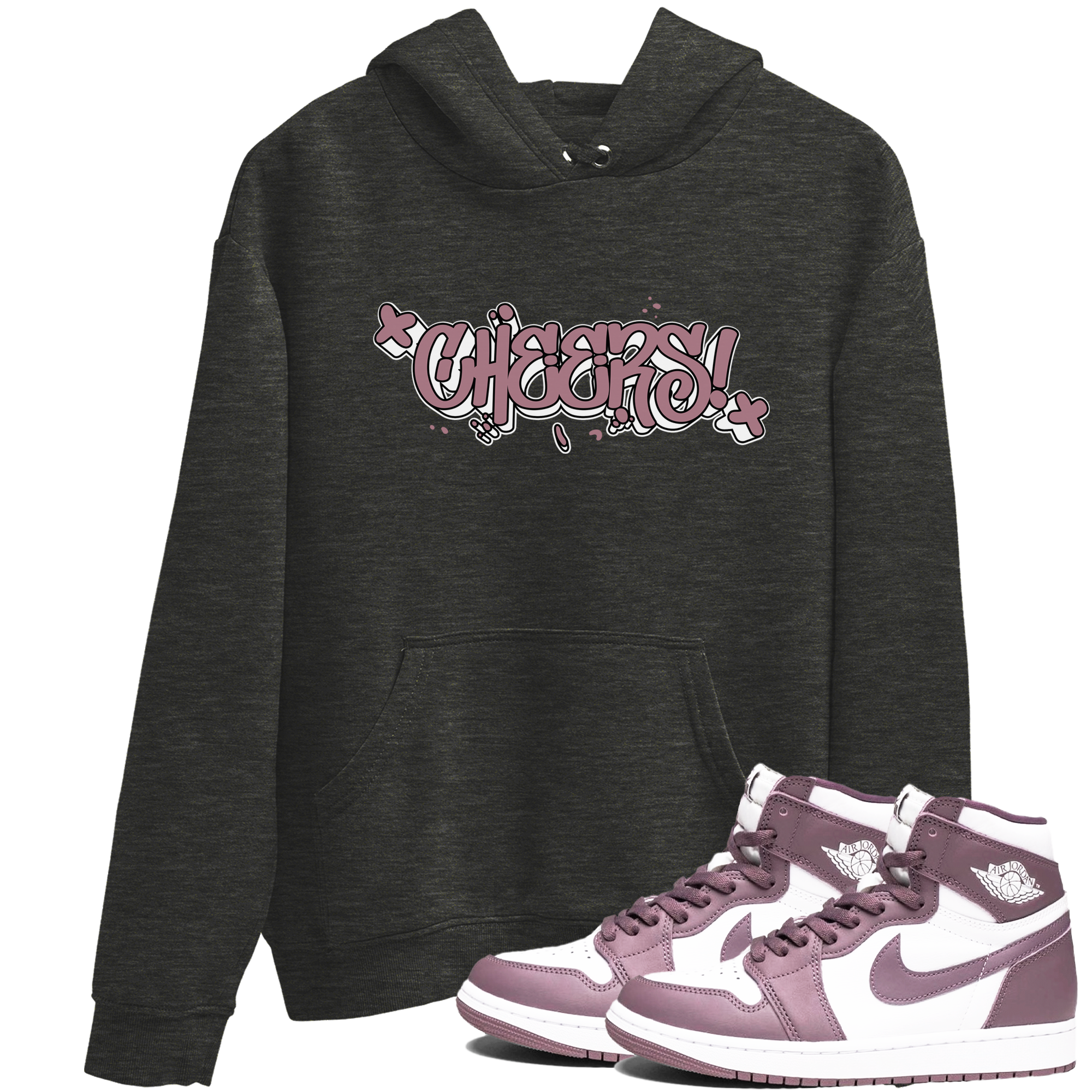 Air Jordan 1 Mauve shirt to match jordans Cheers sneaker tees AJ1 Mauve Drip Gear Zone Sneaker Matching Clothing Brand Unisex Sneaker Tee Charcoal Heather 1 T-Shirt
