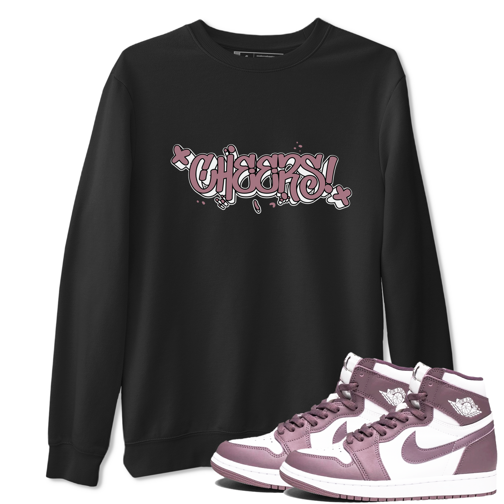 Air Jordan 1 Mauve shirt to match jordans Cheers sneaker tees AJ1 Mauve Drip Gear Zone Sneaker Matching Clothing Brand Unisex Sneaker Tee Black 1 T-Shirt
