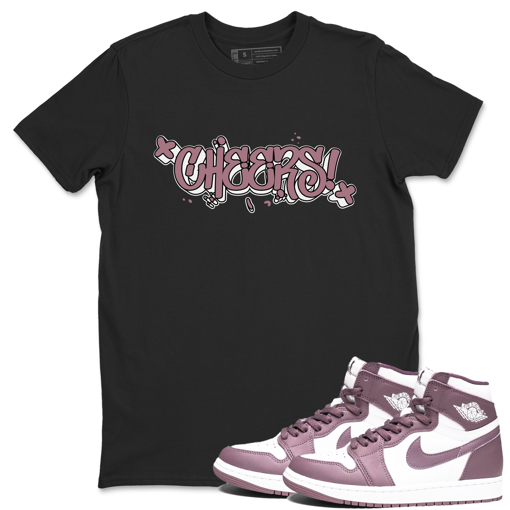Air Jordan 1 Mauve shirt to match jordans Cheers sneaker tees AJ1 Mauve Drip Gear Zone Sneaker Matching Clothing Brand Unisex Sneaker Tee Black 1 T-Shirt