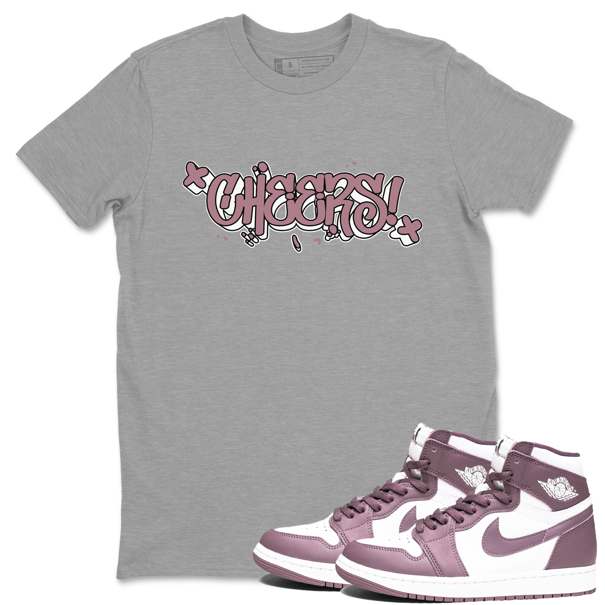 Air Jordan 1 Mauve shirt to match jordans Cheers sneaker tees AJ1 Mauve Drip Gear Zone Sneaker Matching Clothing Brand Unisex Sneaker Tee Heather Grey 1 T-Shirt