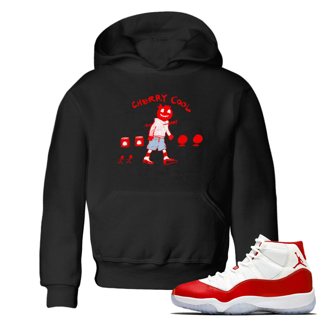 11s Cherry shirts to match jordans Cherry Cool sneaker match tees Air Jordan 11 Retro Cherry match shoes to clothes Drip Gear Zone Youth Baby Black 1 tee