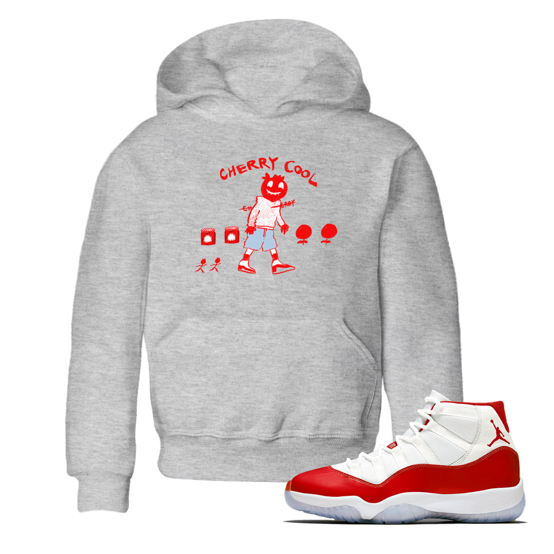 11s Cherry shirts to match jordans Cherry Cool sneaker match tees Air Jordan 11 Retro Cherry match shoes to clothes Drip Gear Zone Youth Baby Heather Grey 1 tee