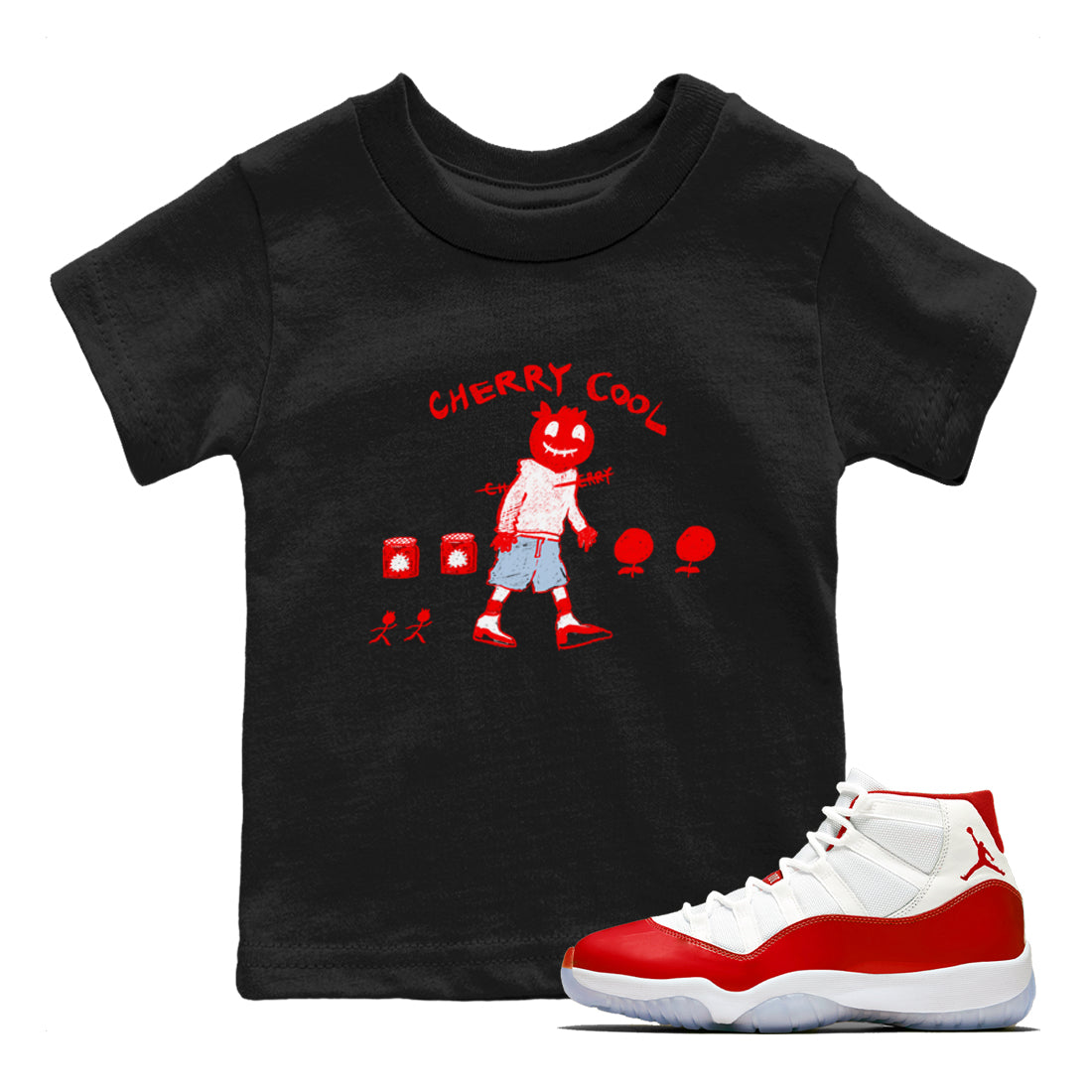 11s Cherry shirts to match jordans Cherry Cool sneaker match tees Air Jordan 11 Retro Cherry match shoes to clothes Drip Gear Zone Youth Baby Black 1 tee