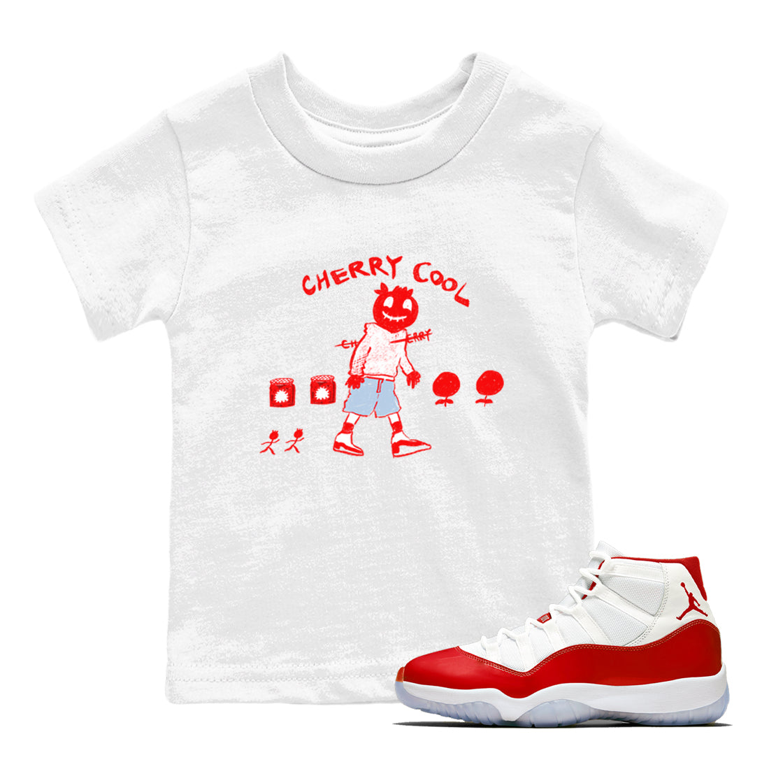 11s Cherry shirts to match jordans Cherry Cool sneaker match tees Air Jordan 11 Retro Cherry match shoes to clothes Drip Gear Zone Youth Baby White 1 tee